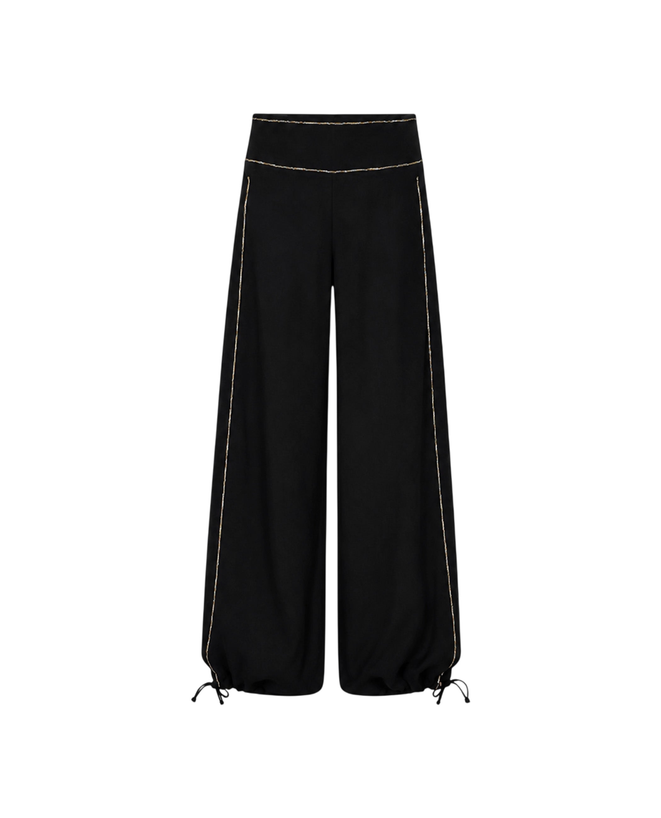Pantalón recto de mujer con abalorios y bajo ajustable - The-Are - Oro Oro-5