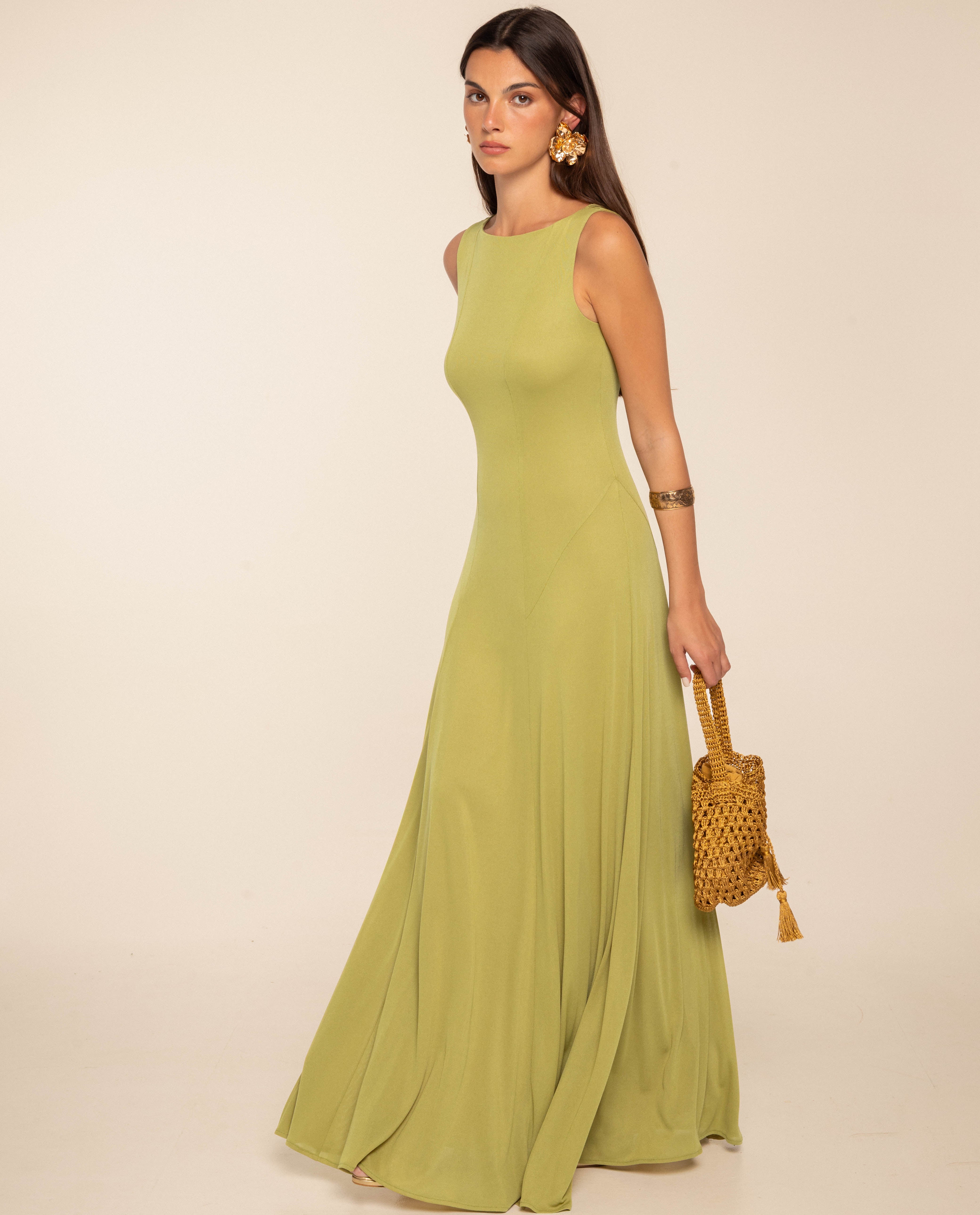 The-Are - Vestido largo de punto con escote en la espalda.