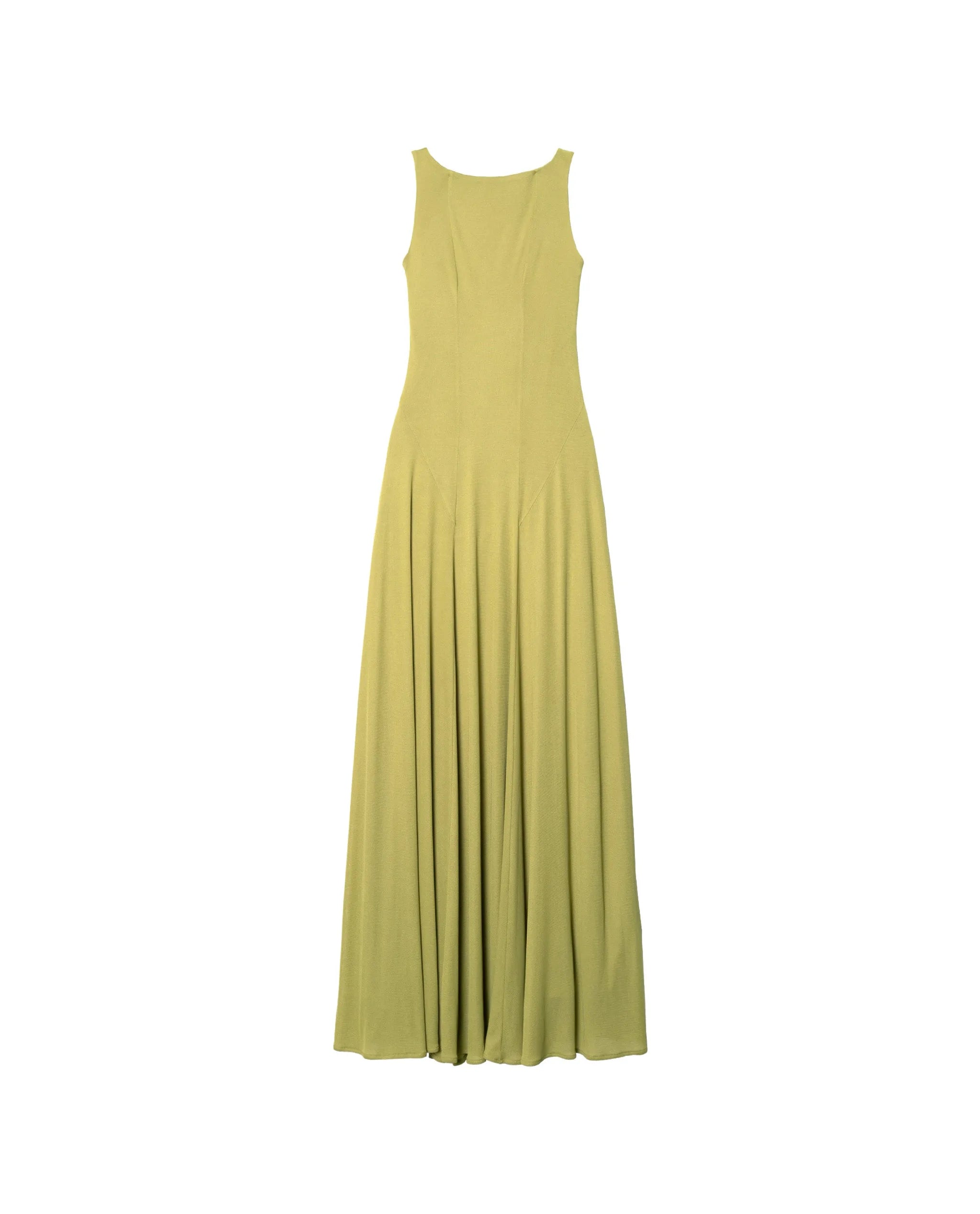 Vestido largo de punto con escote en la espalda - The-Are - Verde Verde-6