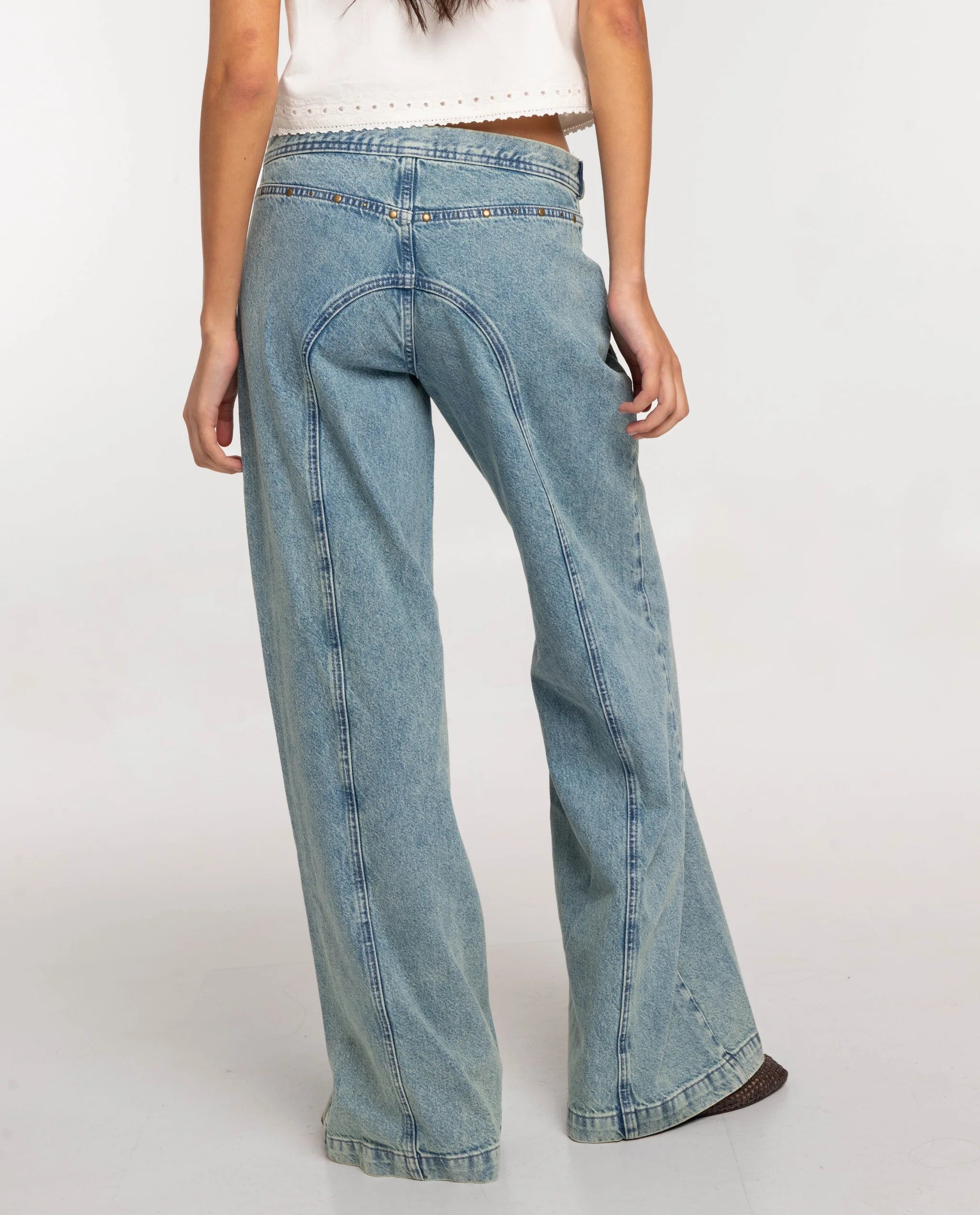 Vaqueros rectos con lazada de mujer - The-Are - Azul Azul-3