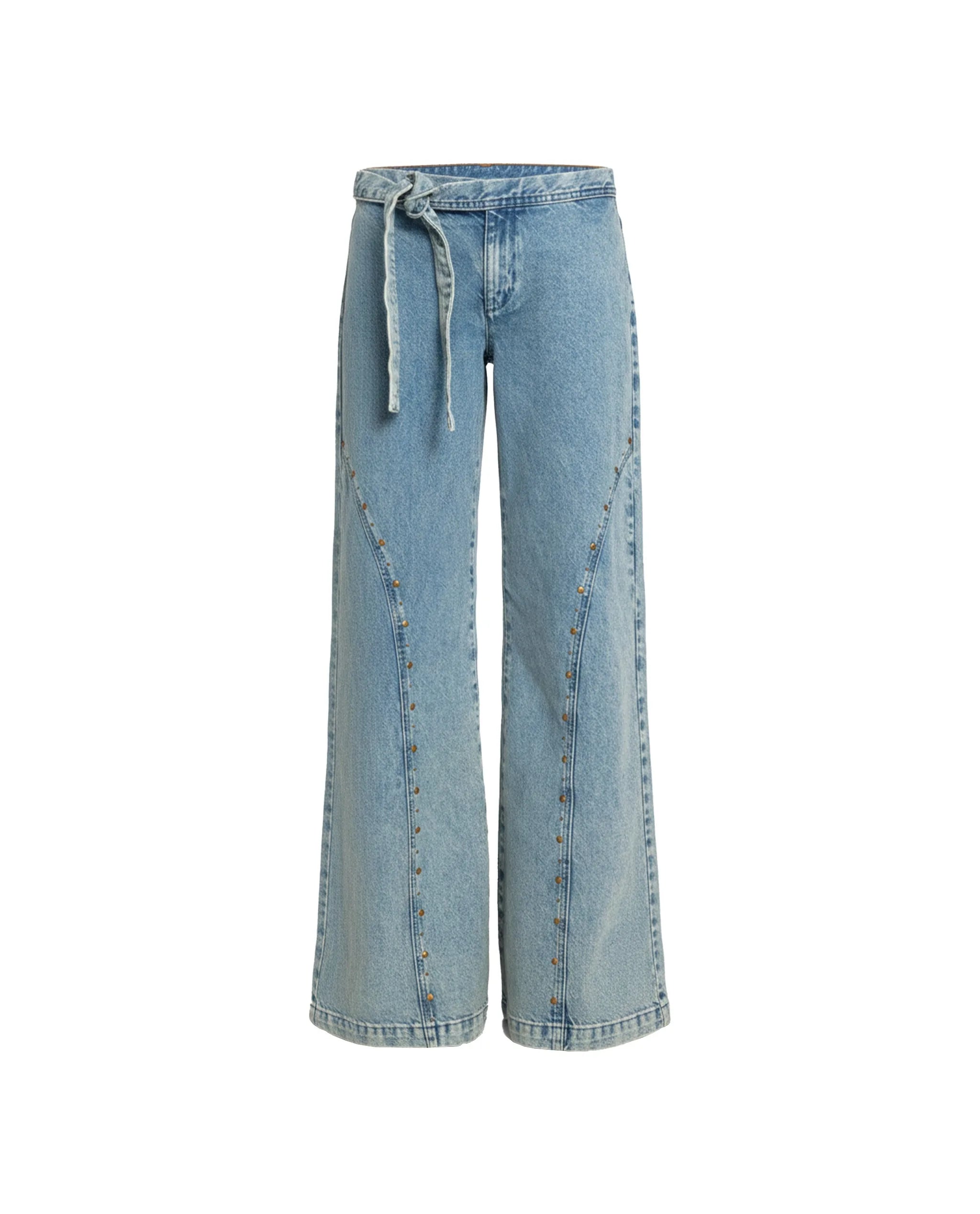 Vaqueros rectos con lazada de mujer - The-Are - Azul Azul-5
