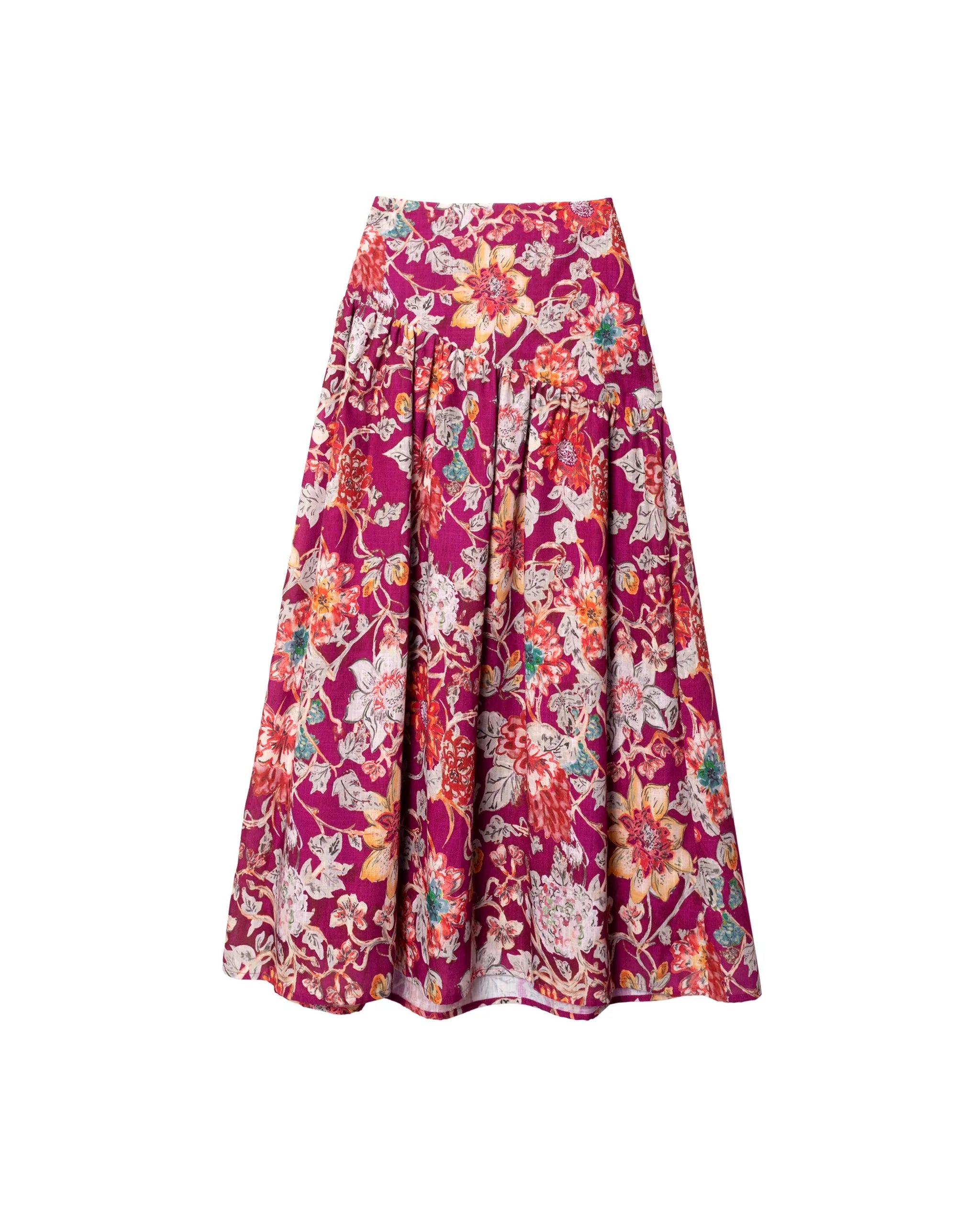 Falda midi con canesú y fruncidos - The-Are - Multicolor Multicolor-6
