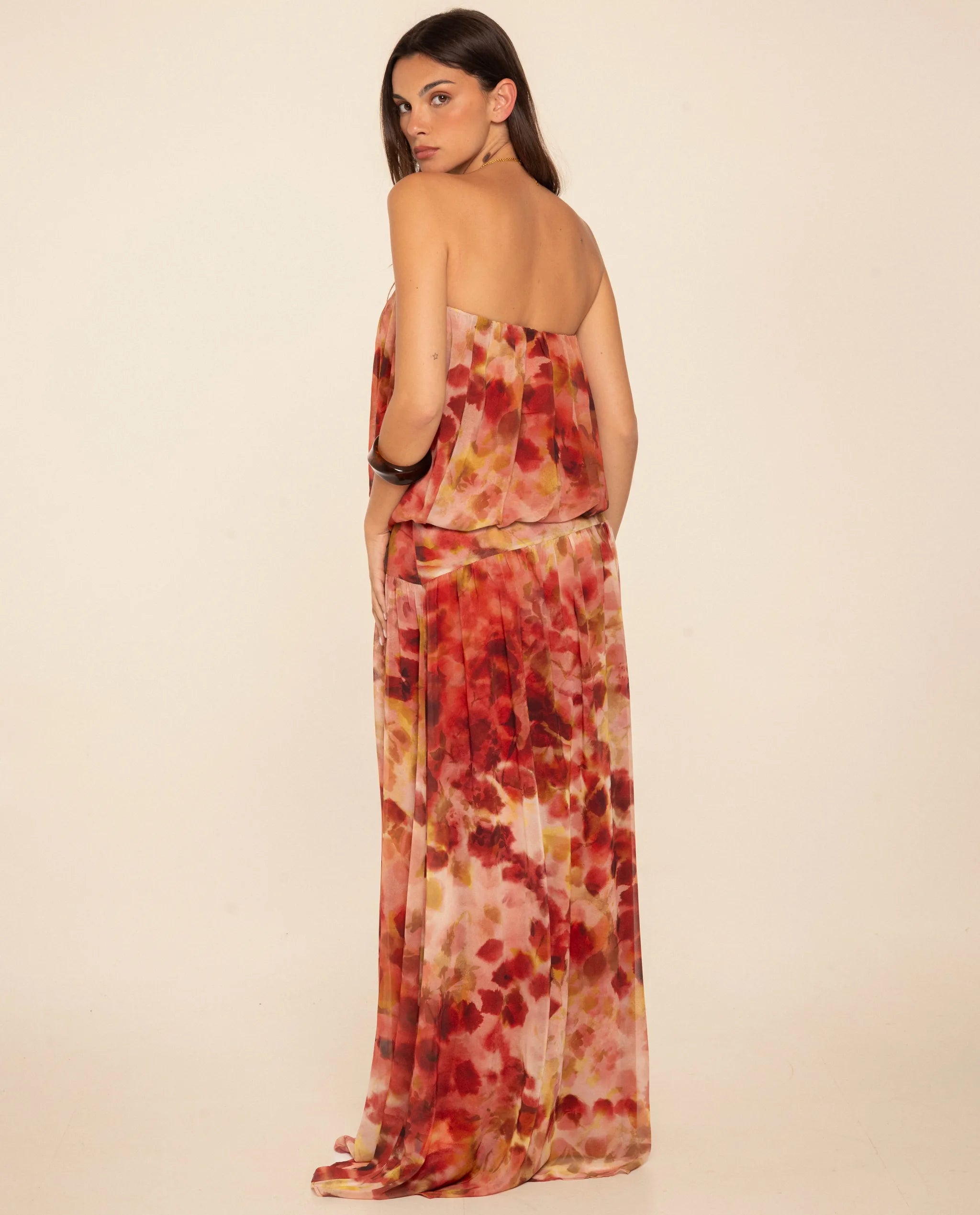 Vestido largo con escote palabra de honor - The-Are - Multicolor Multicolor-4