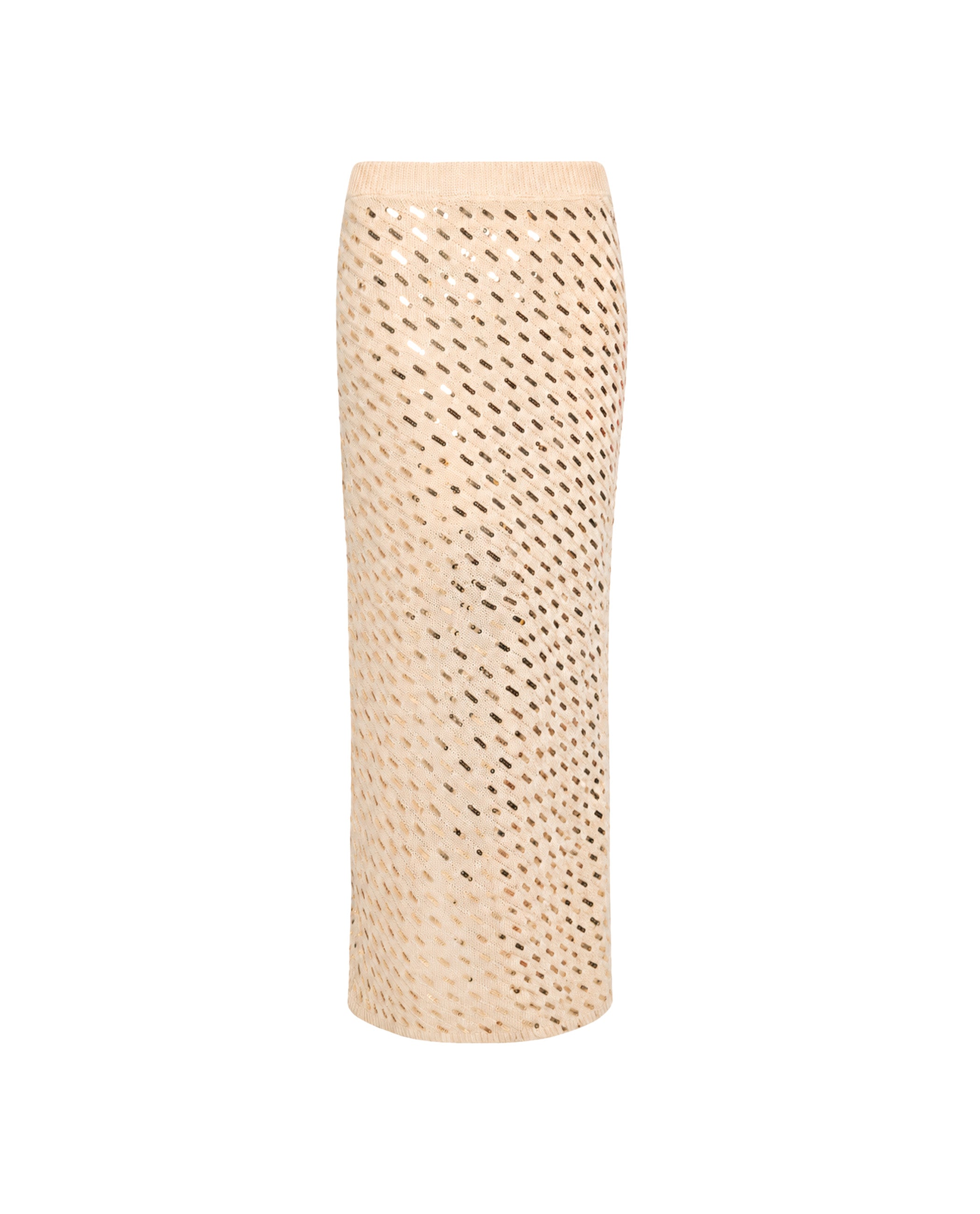 Falda midi de punto con lentejuelas - The-Are - Beige Beige-5