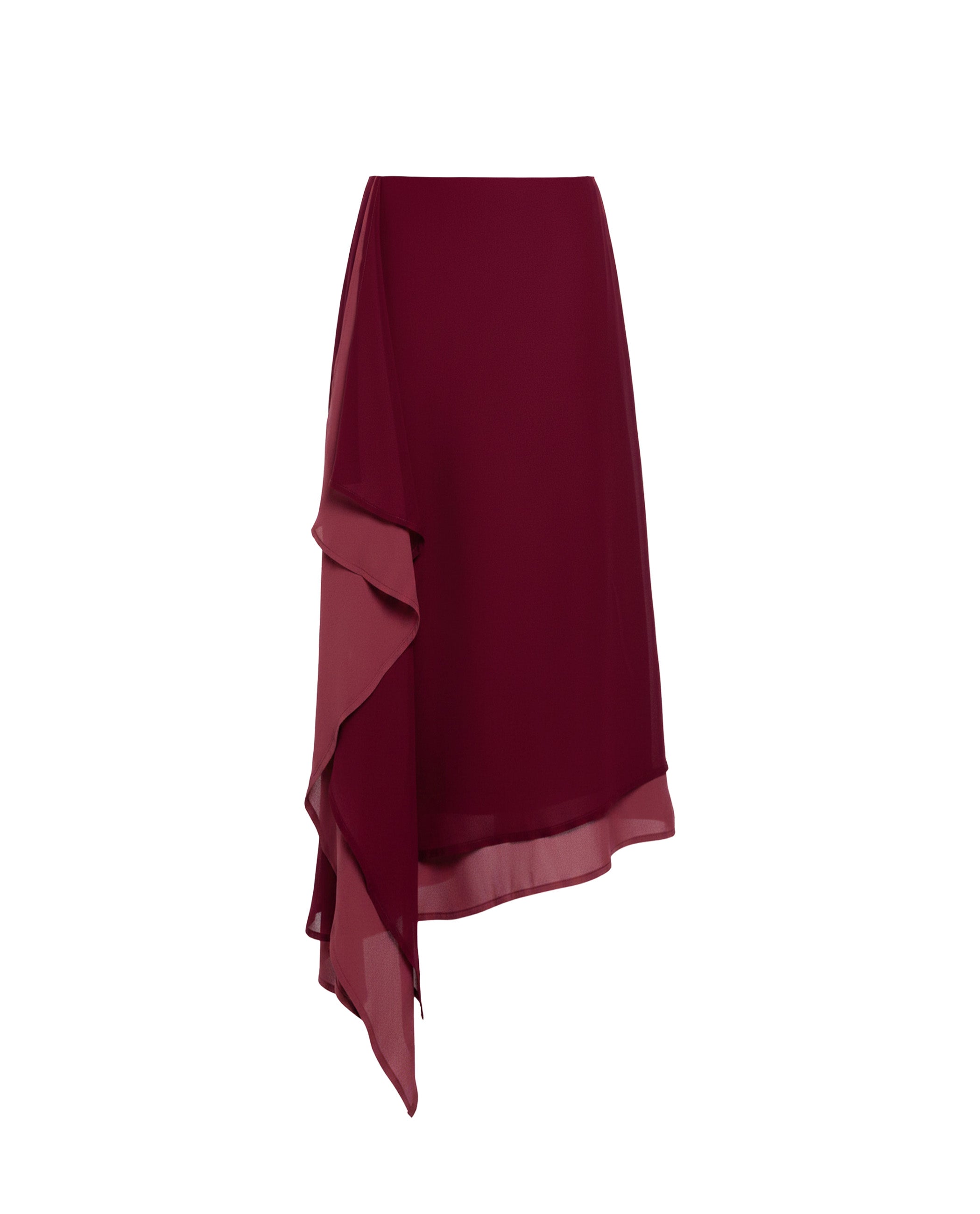 Falda midi fluida con detalle drapeado - The-Are - Granate Granate-5