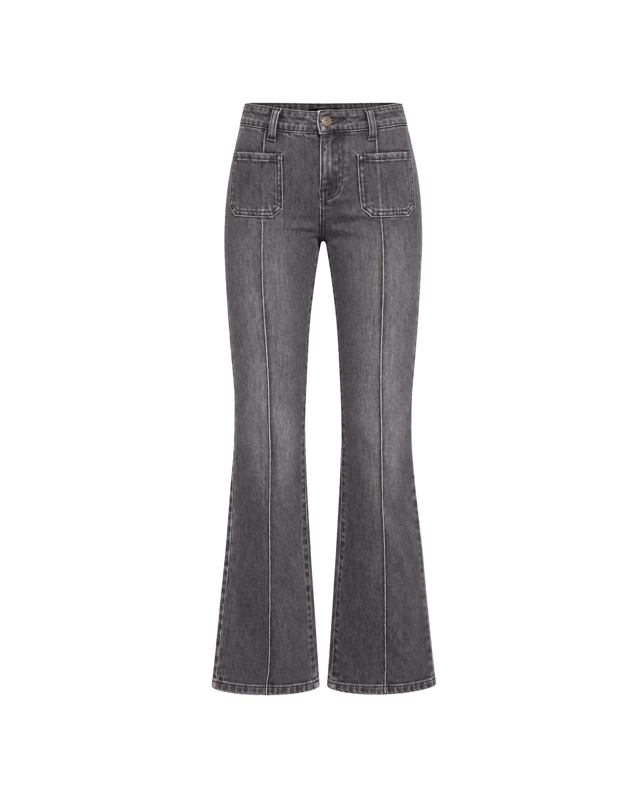 Pantalón vaquero acampanado de mujer - The-Are - Gris Gris-6