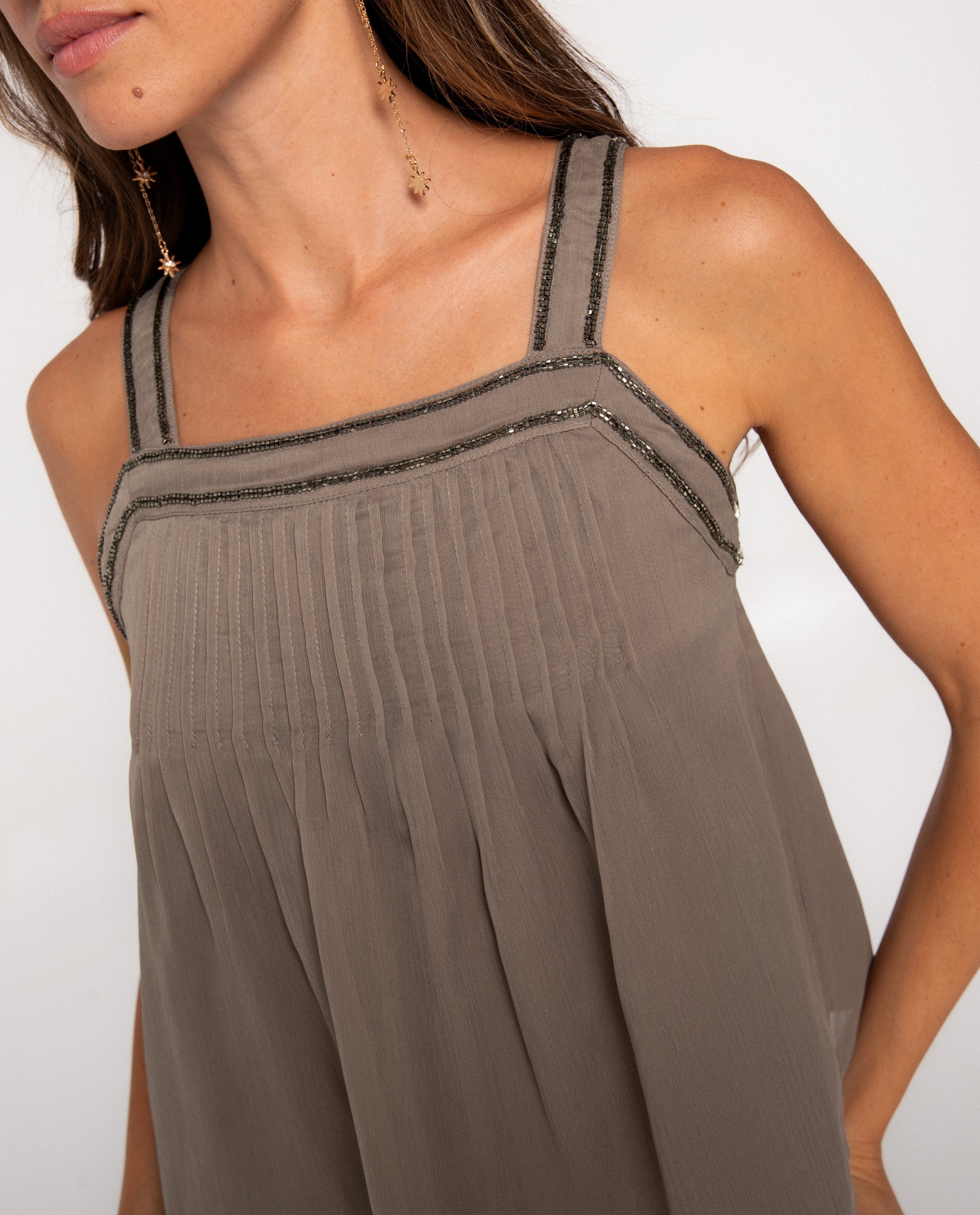 Top fluido de tirantes con cuentas de mujer - The-Are - Granate Granate-4