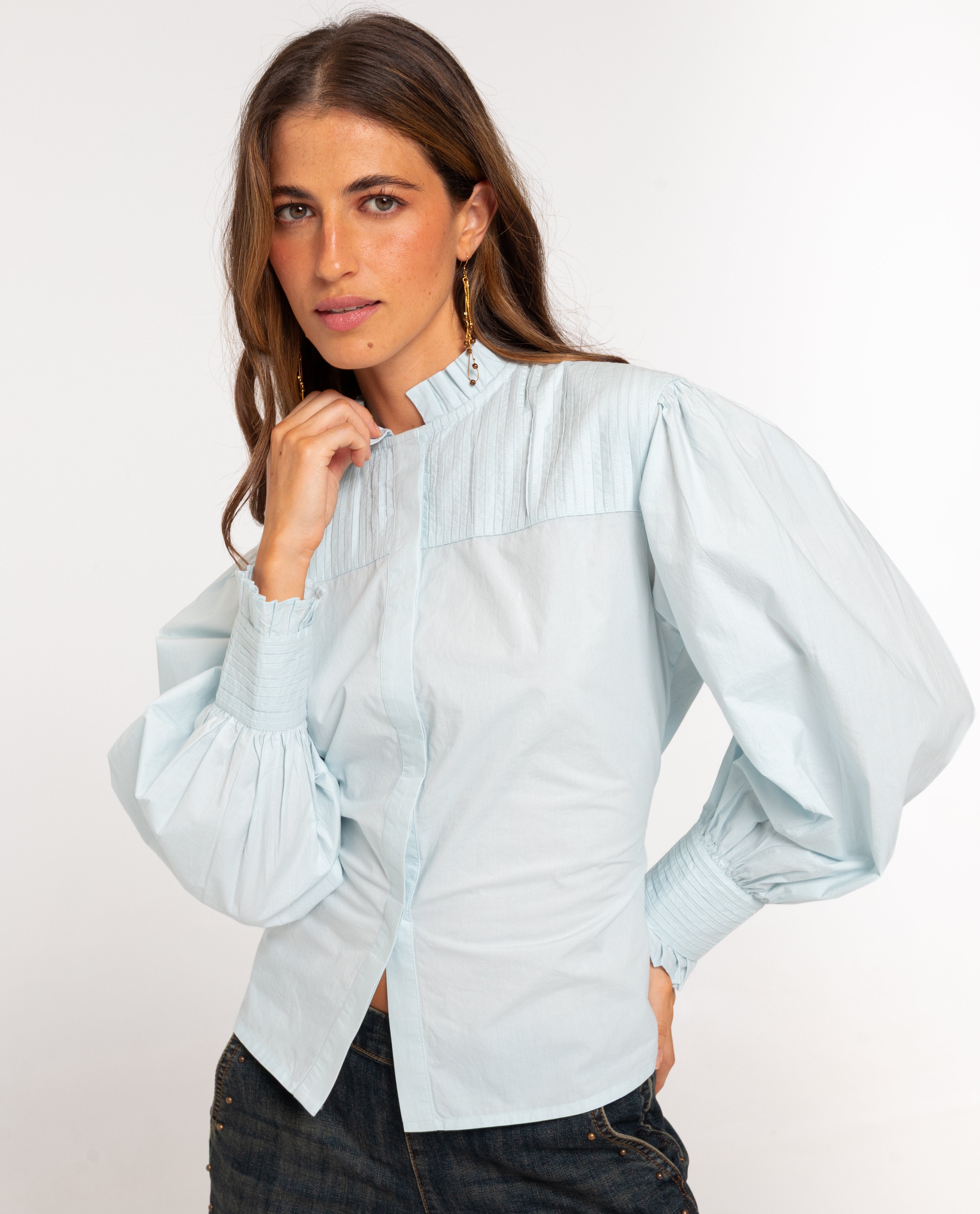 Camisa oversize y tablas de mujer - The-Are - Azul claro Azul claro-1