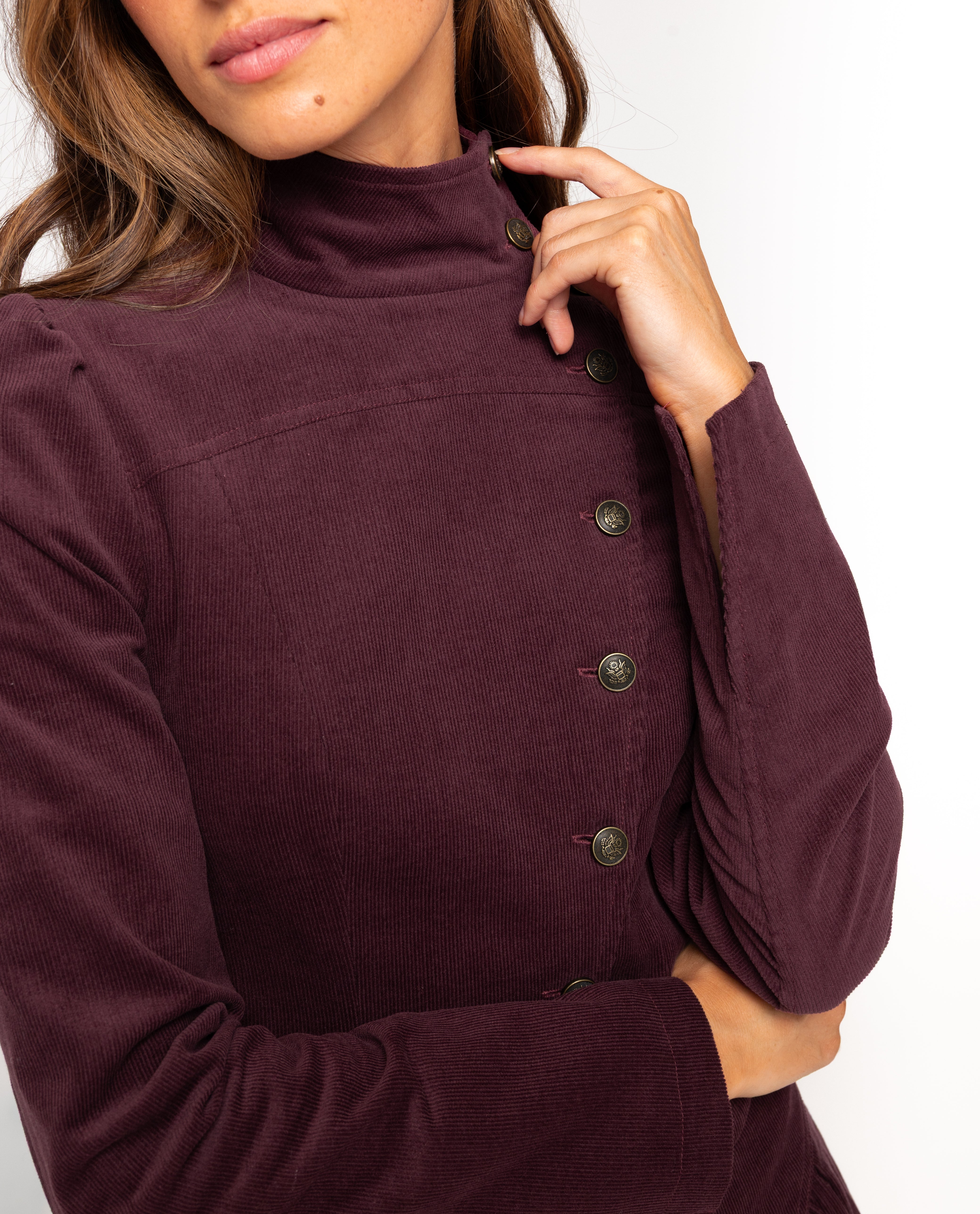Chaqueta de mujer entallada de pana - The-Are - Berenjena Berenjena-3