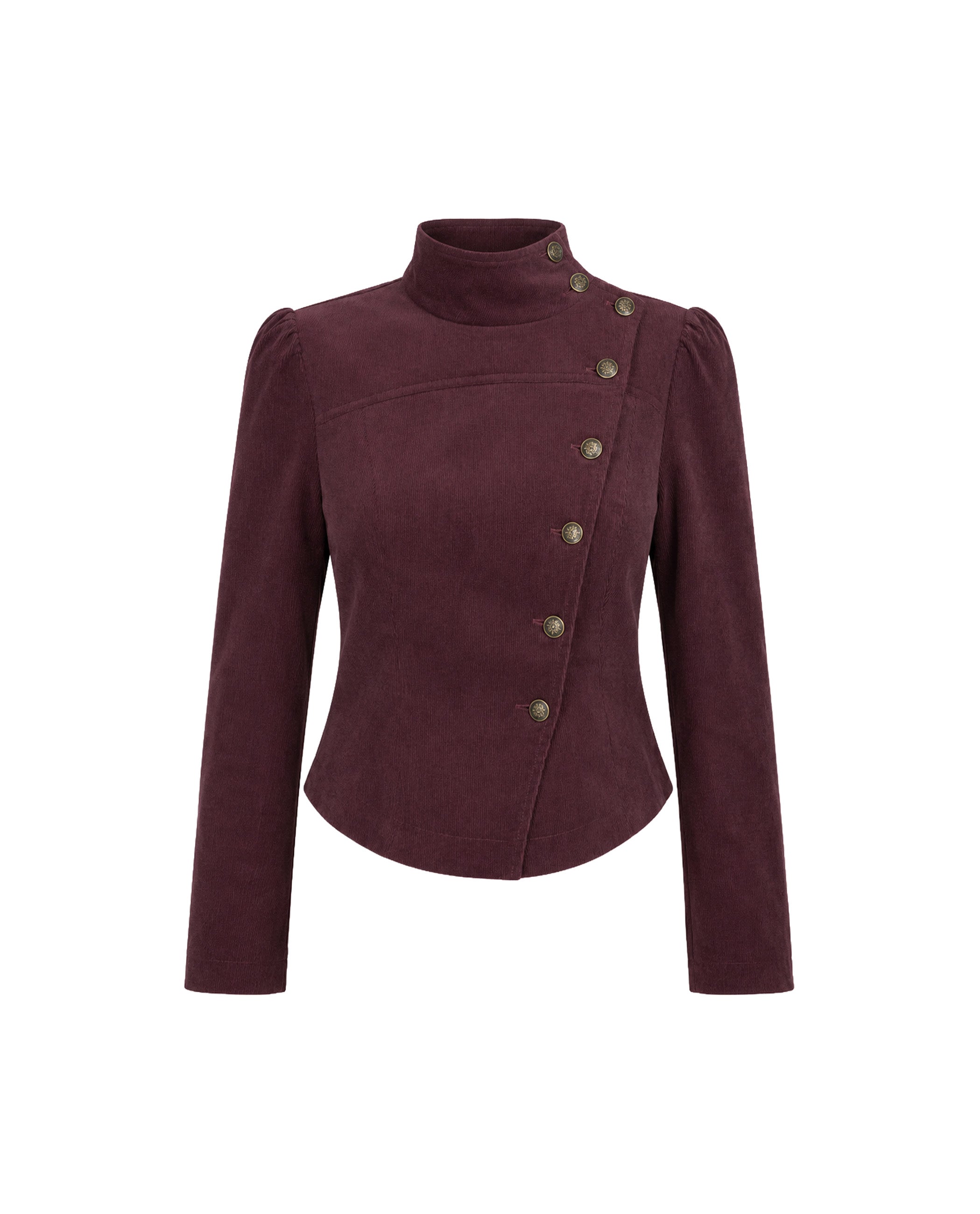 Chaqueta de mujer entallada de pana - The-Are - Berenjena Berenjena-5