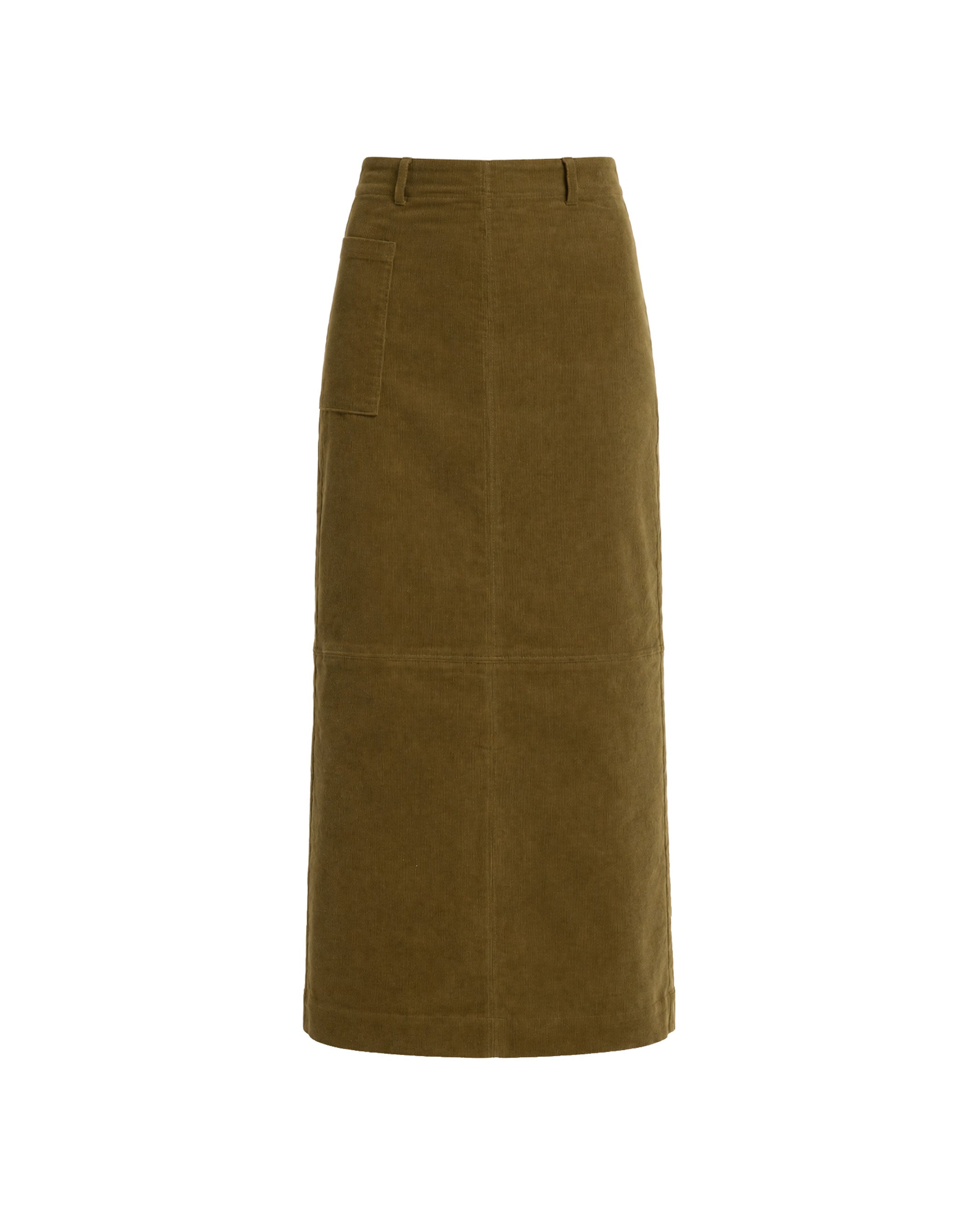 Falda larga de pana elástica - The-Are - Verde militar Verde militar-5