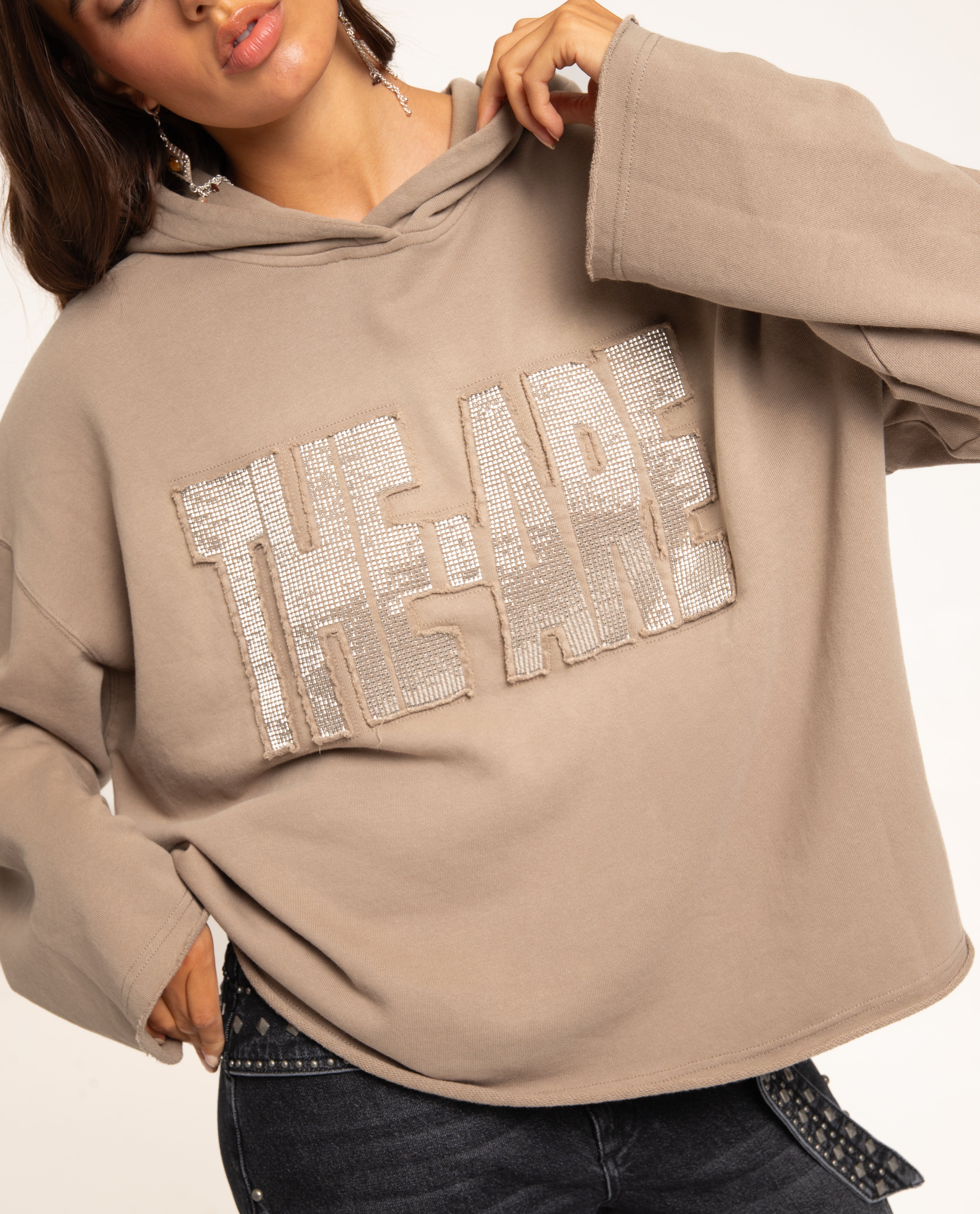 Sudadera con capucha y logotipo bordado en cuentas de mujer - The-Are - Topo Topo-3