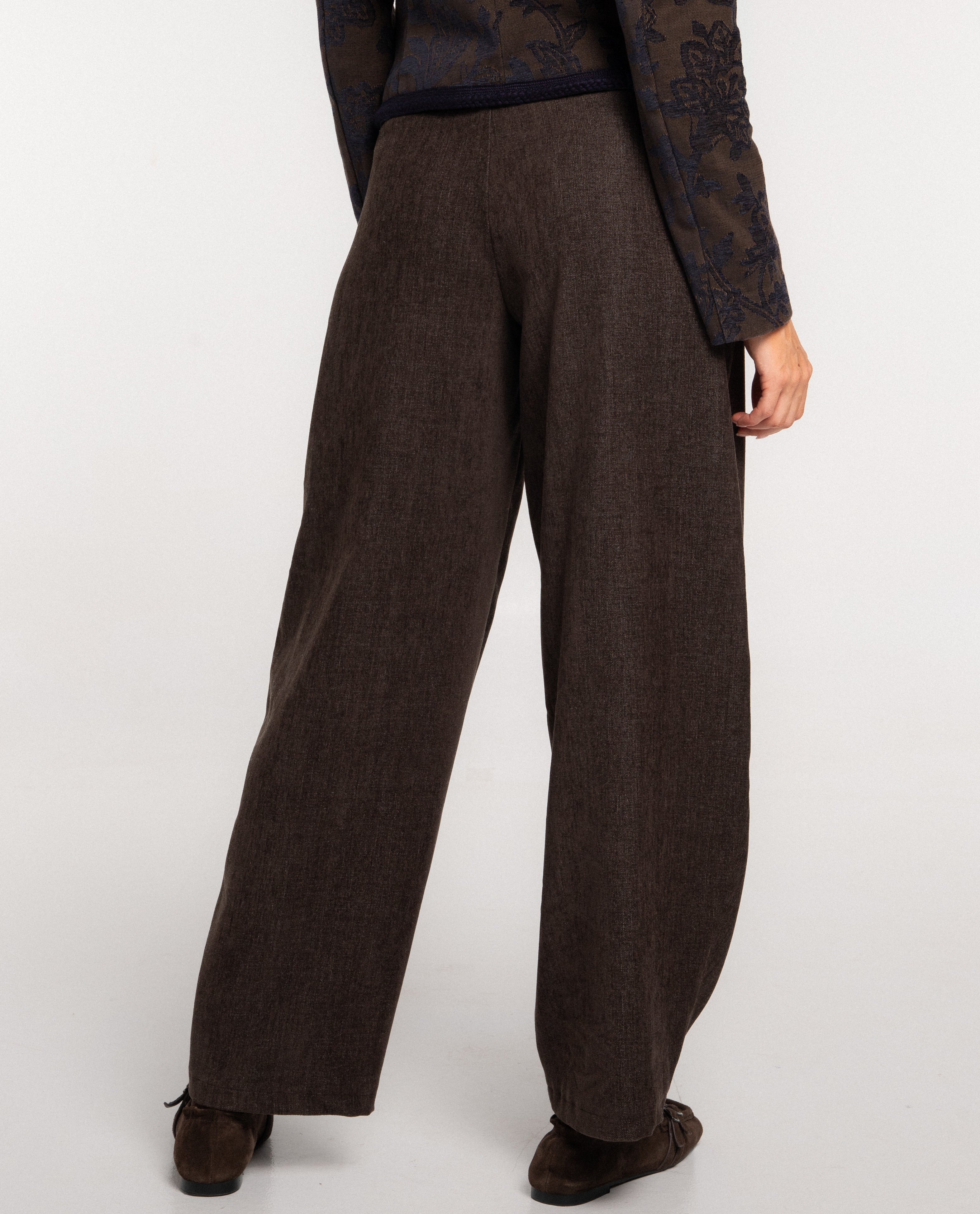 Imagen 3 de Pantalón ancho corte barrel con cinturilla ancha de mujer - The-Are - Marrón Marrón