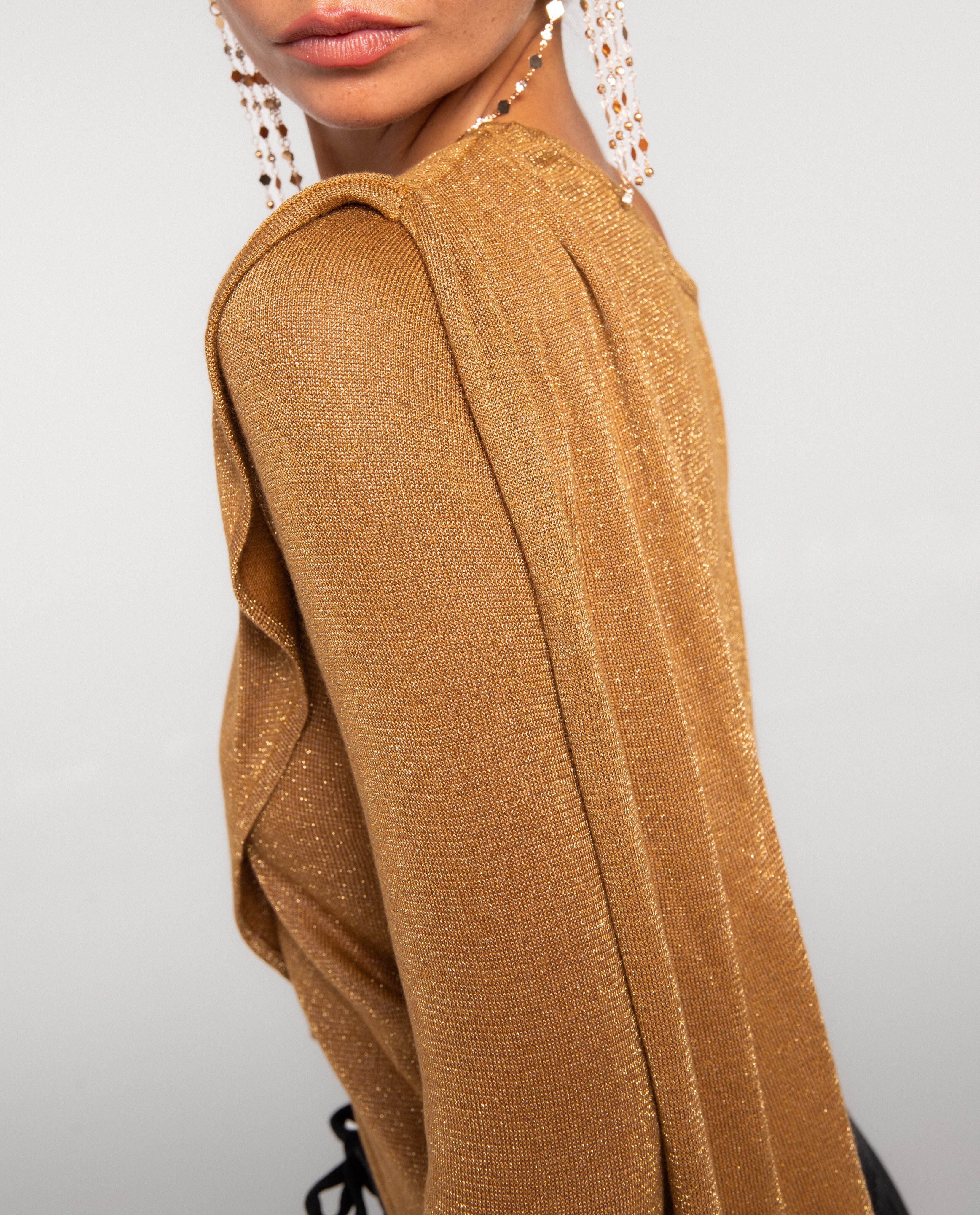 Top de punto asimétrico con lurex de mujer - The-Are - Oro Oro-4