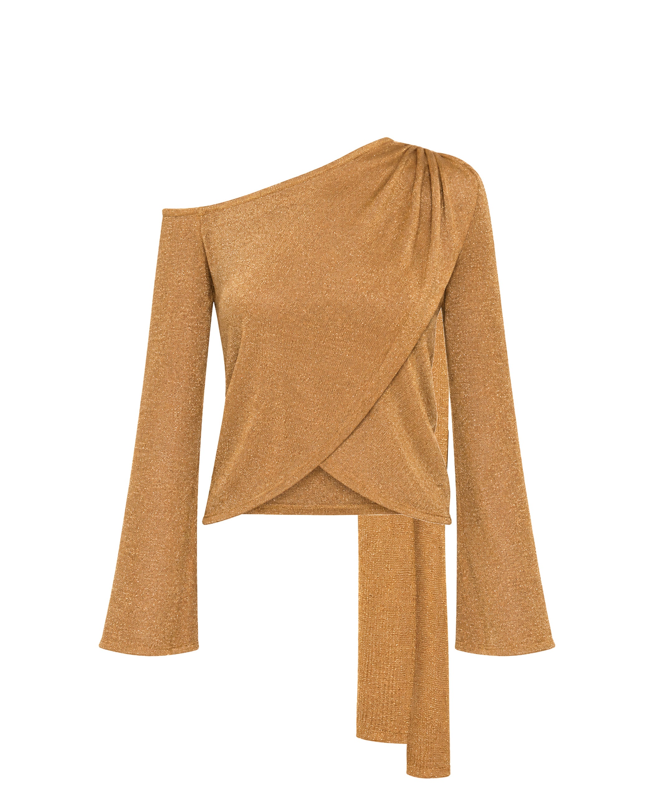 Top de punto asimétrico con lurex de mujer - The-Are - Oro Oro-6