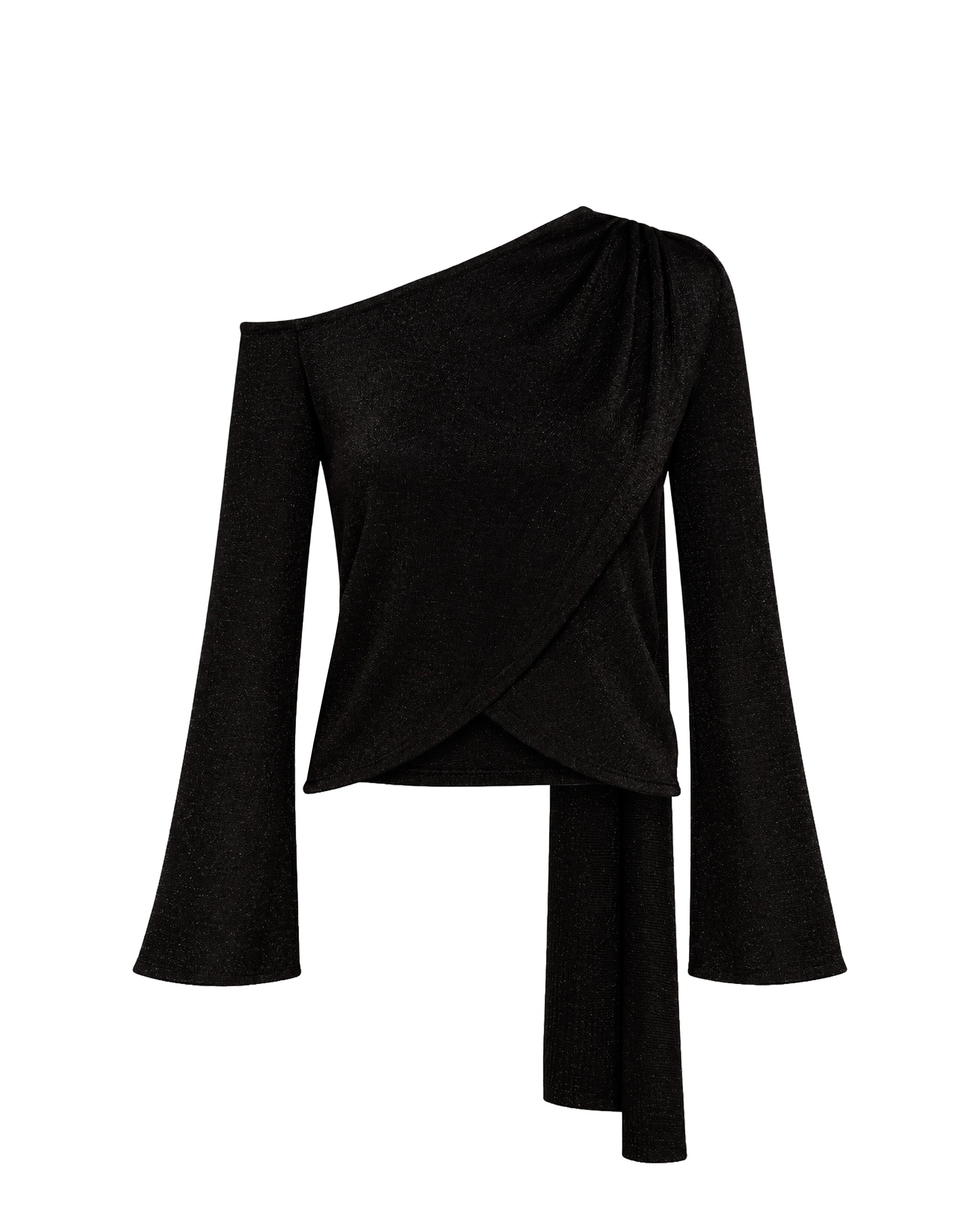 Top de punto asimétrico con lurex de mujer - The-Are - Negro Negro-6