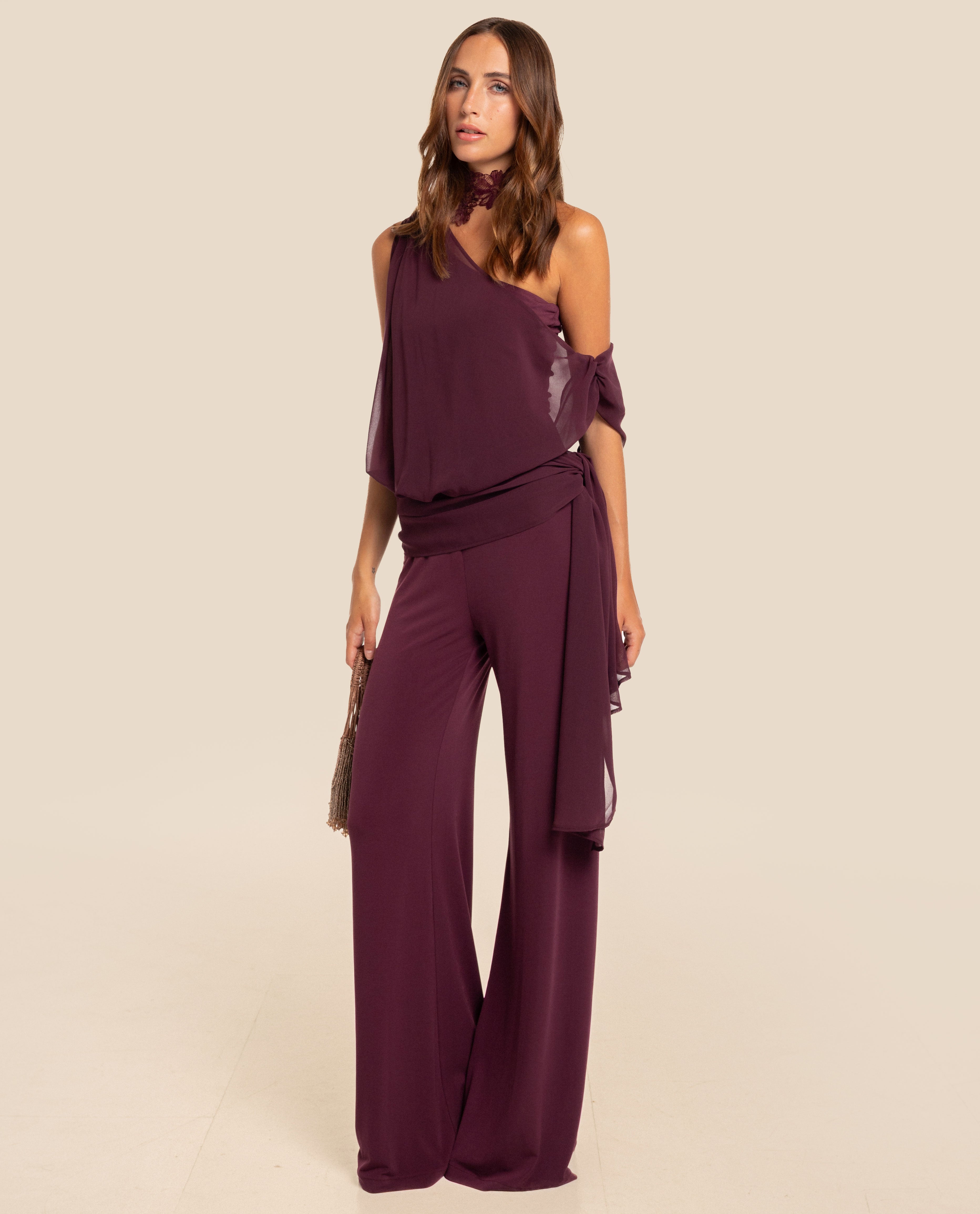 Mono largo de mujer con cuerpo de gasa multiposición - The-Are - Morado Morado-2