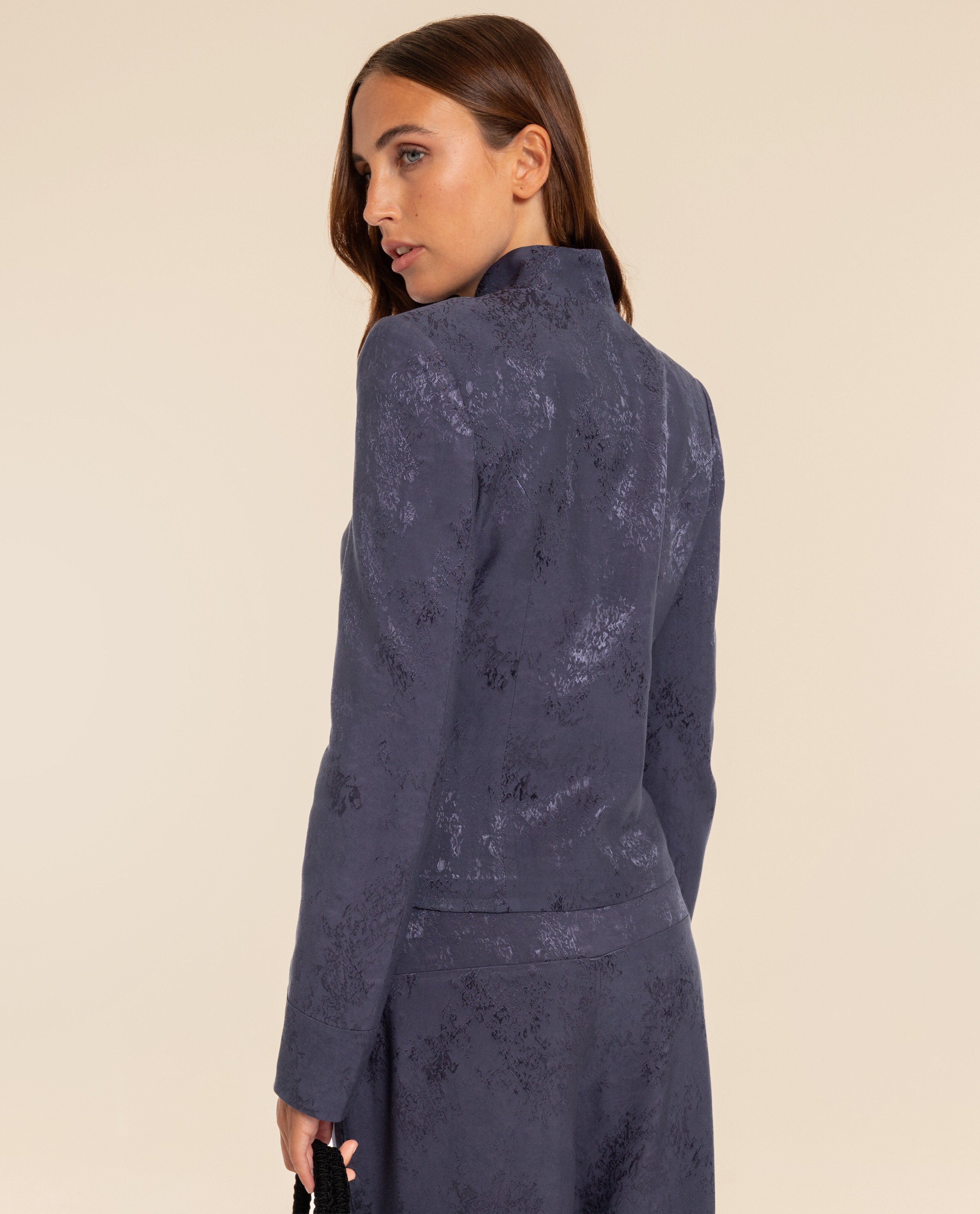 Chaqueta entallada de jacquard de mujer - The-Are - Azul Azul-2