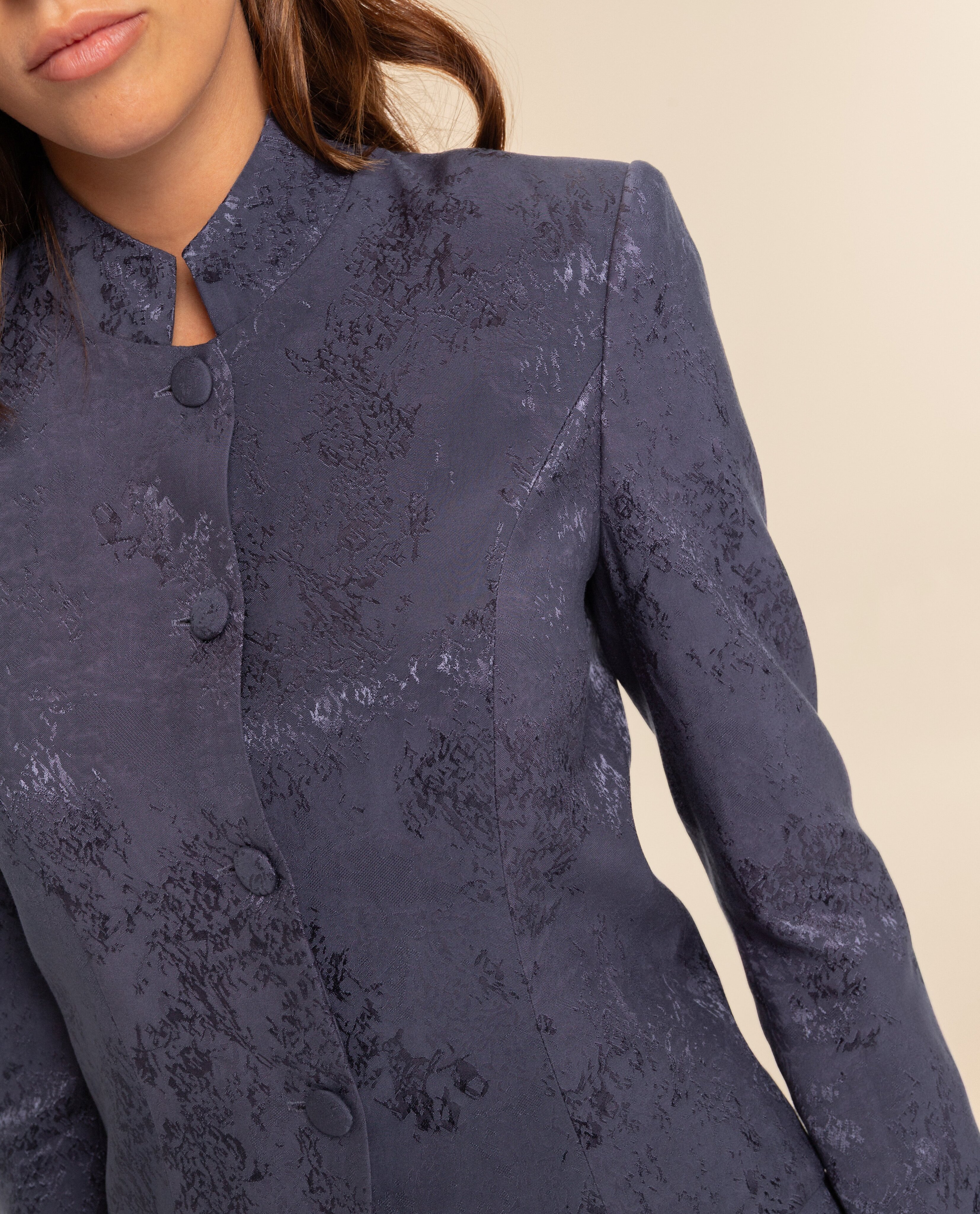 Chaqueta entallada de jacquard de mujer - The-Are - Azul Azul-3