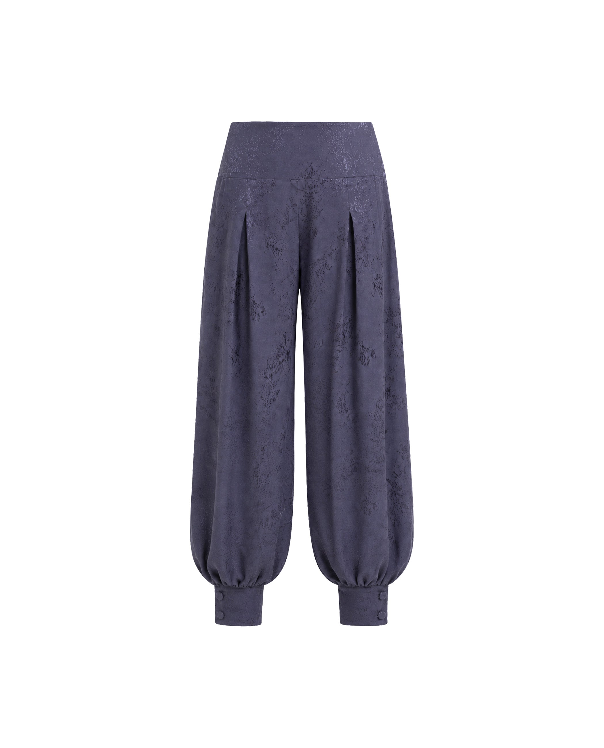 Pantalón ancho bombacho largo con pinzas de mujer - The-Are - Azul Azul-5