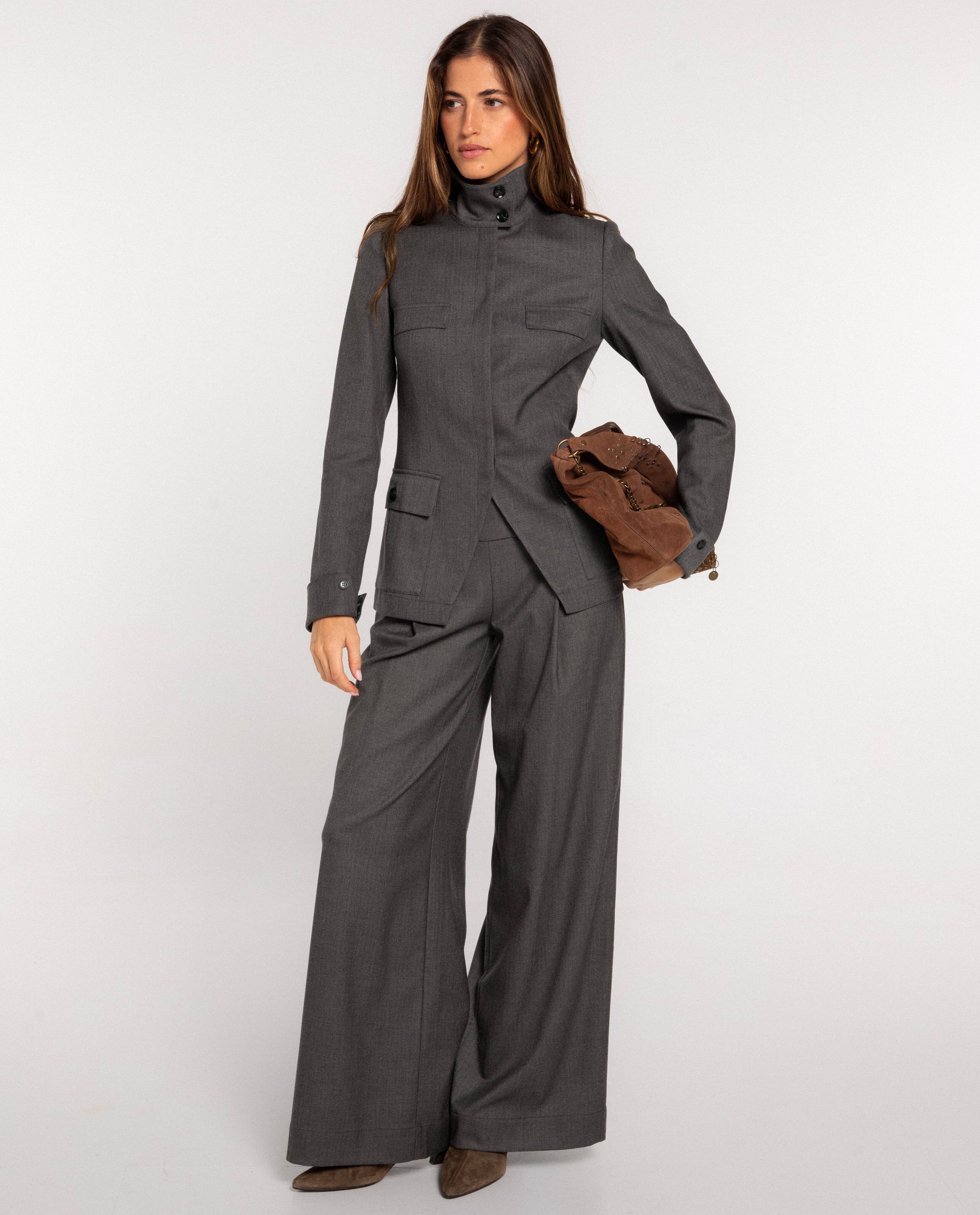 Imagen 4 de Chaqueta entallada con lana de mujer - The-Are - Gris claro Gris claro