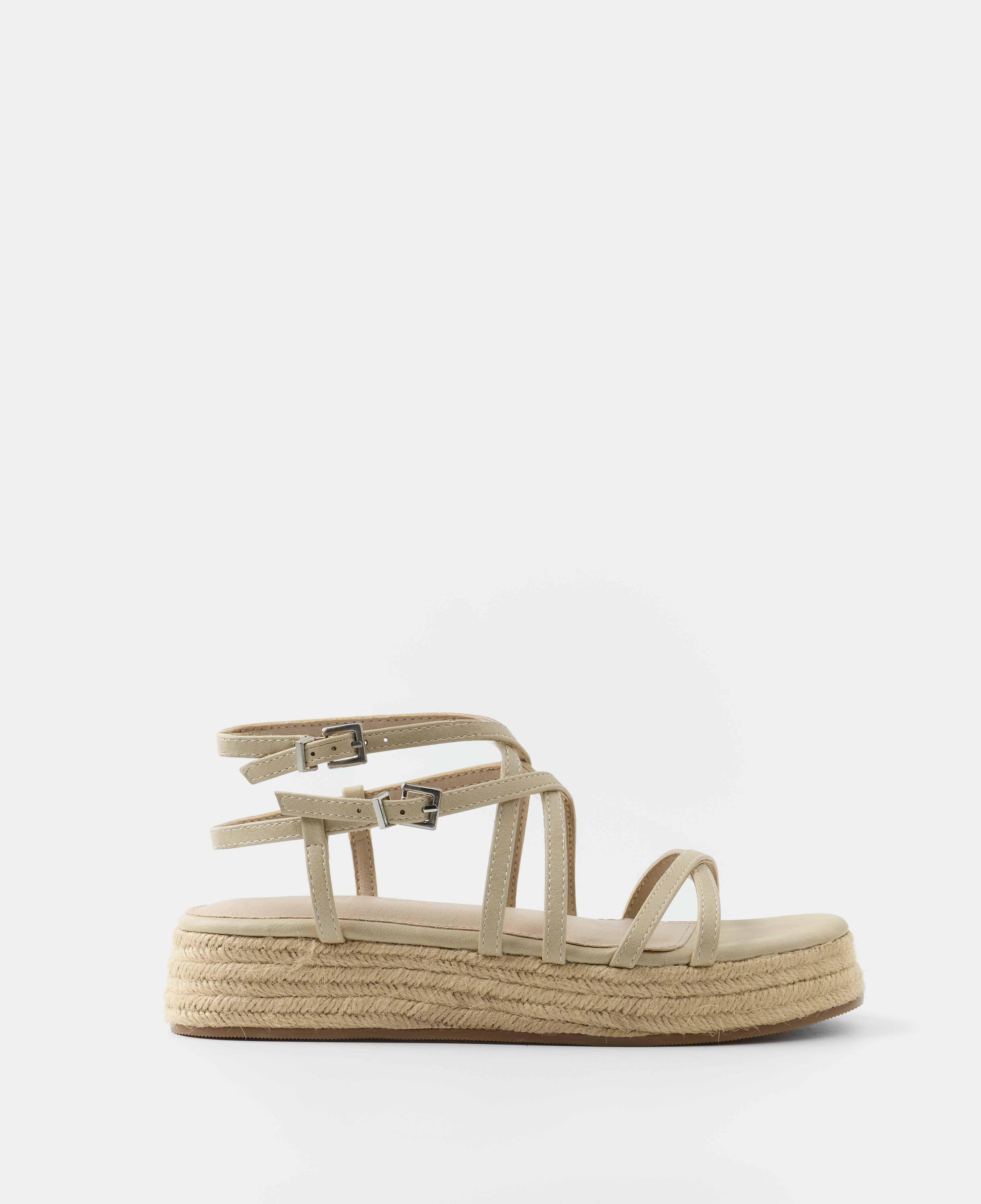 Mim - Sandalias de tiras de mujer con plataforma en yute.