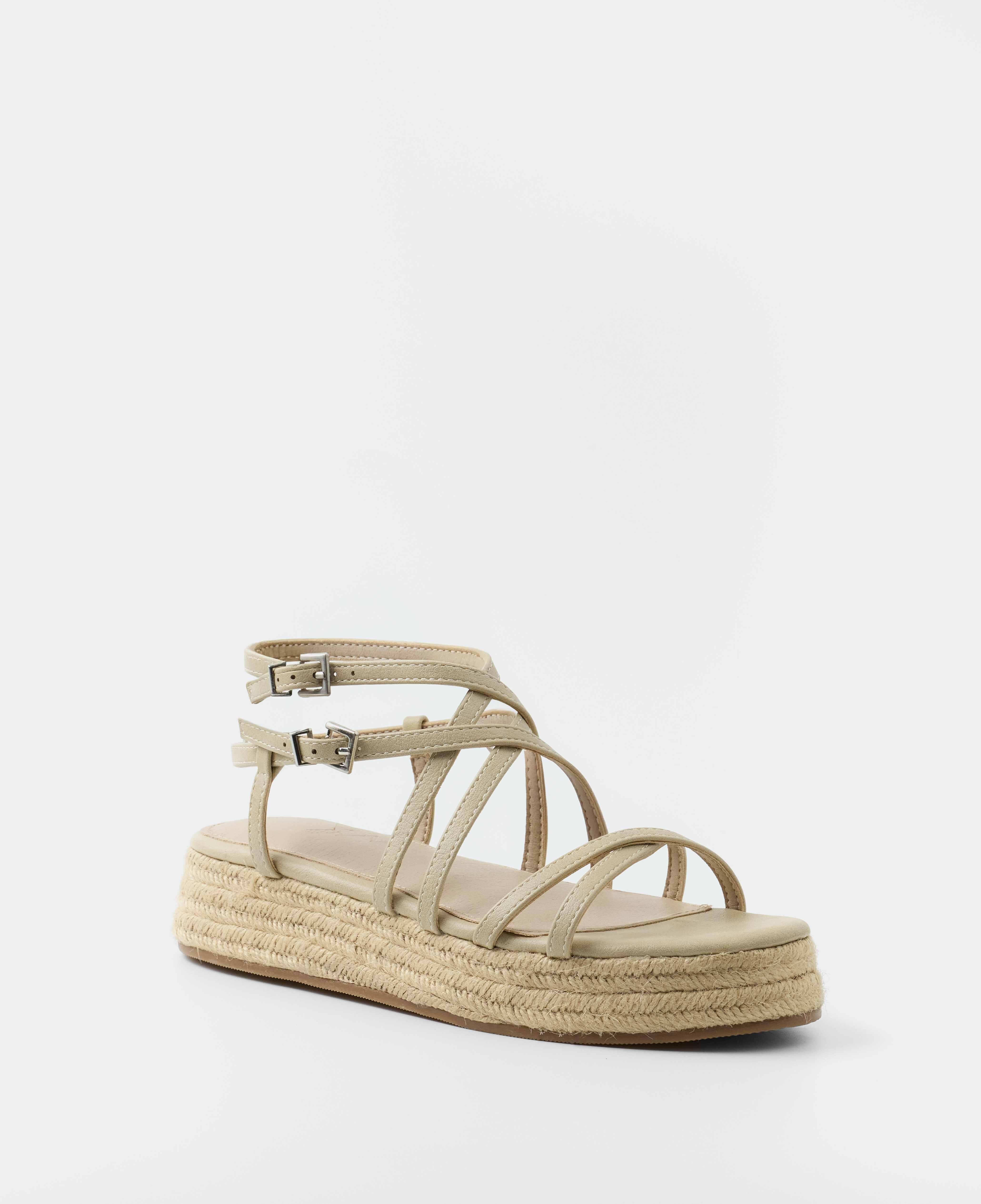 Sandalias de tiras de mujer con plataforma en yute - Mim - Crudo Crudo-2