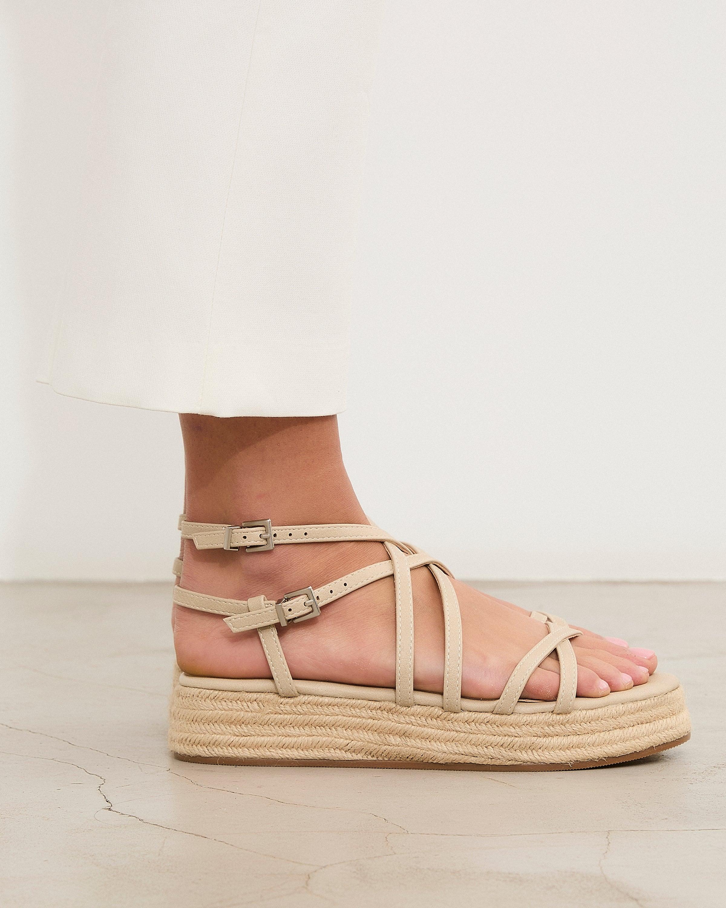 Sandalias de tiras de mujer con plataforma en yute - Mim - Crudo Crudo-5
