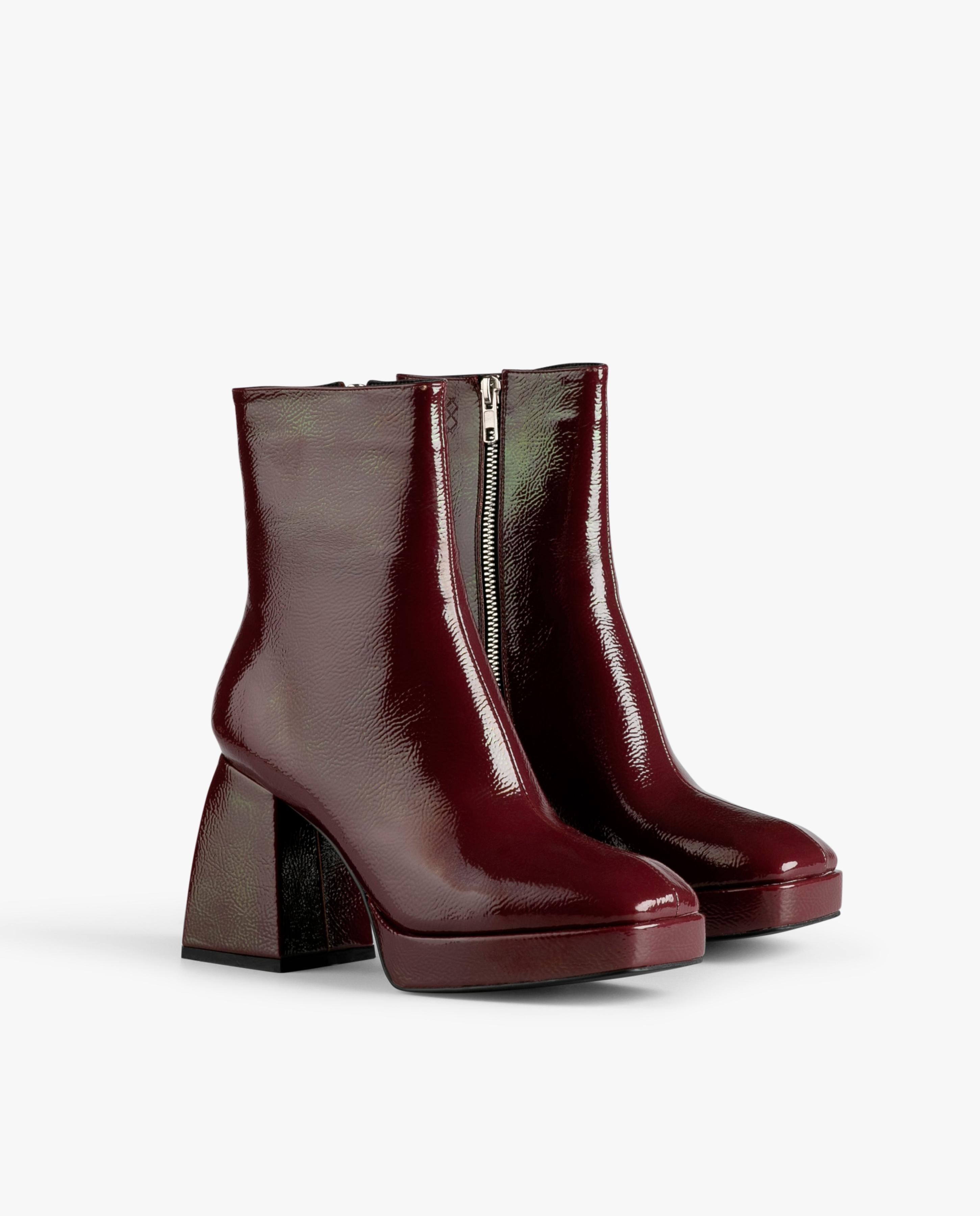 Botas de mujer de caña baja efecto piel - Mim - Burdeos Burdeos-2