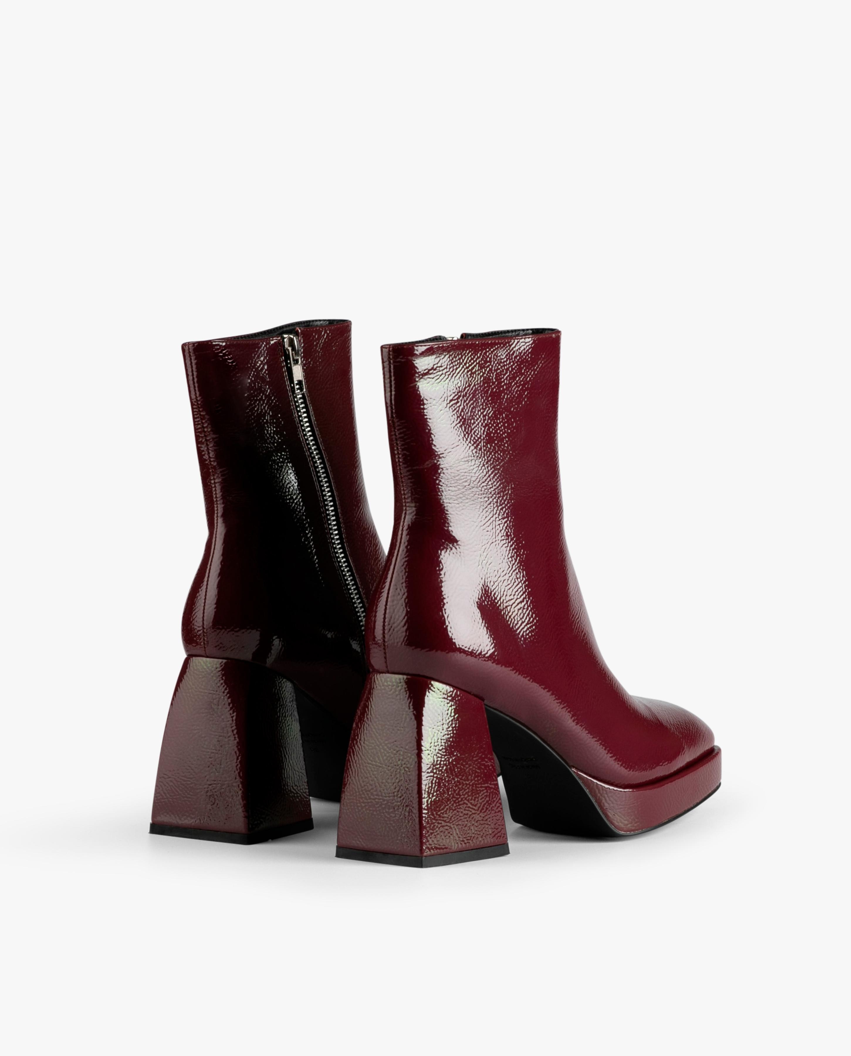 Botas de mujer de caña baja efecto piel - Mim - Burdeos Burdeos-3