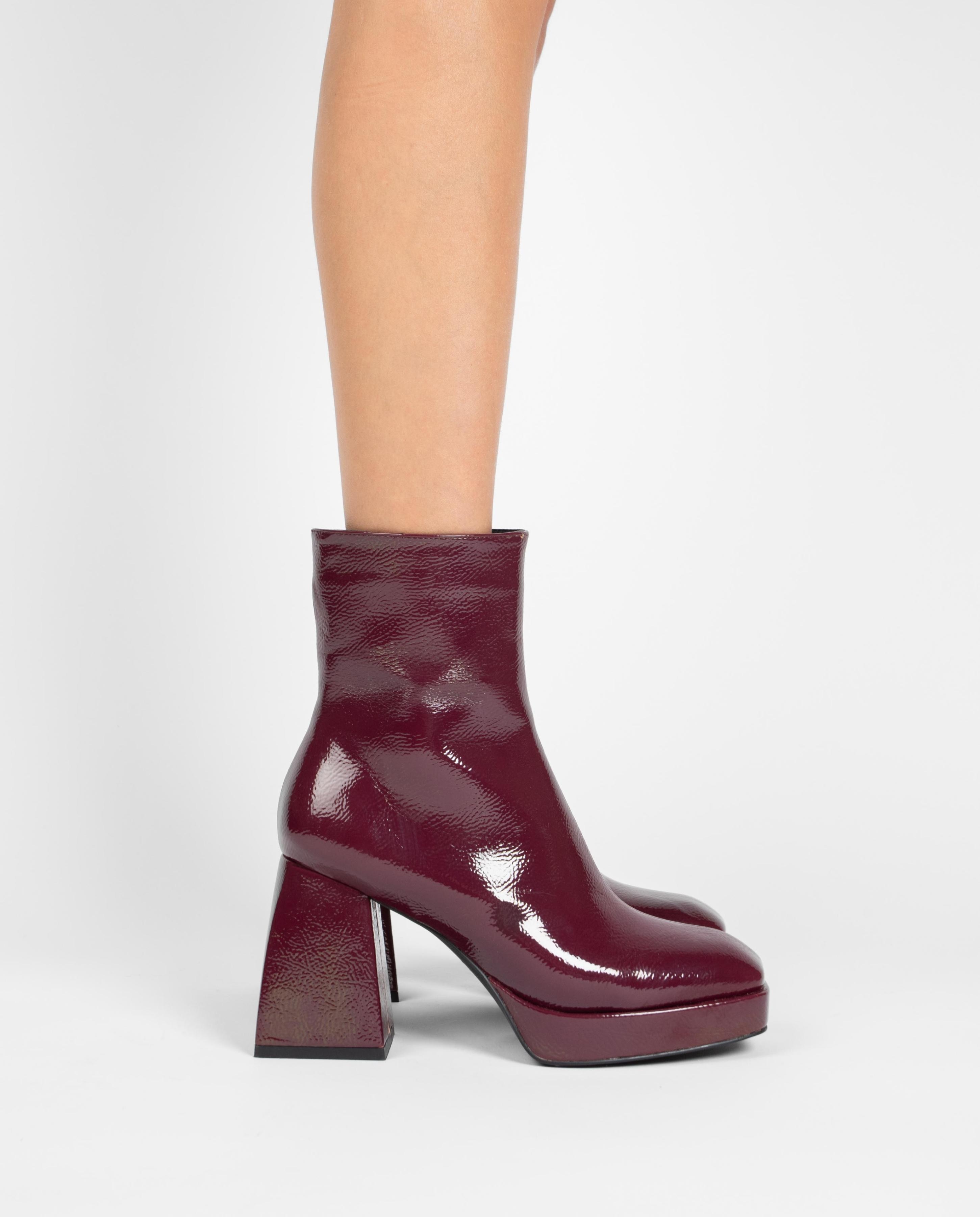 Botas de mujer de caña baja efecto piel - Mim - Burdeos Burdeos-4