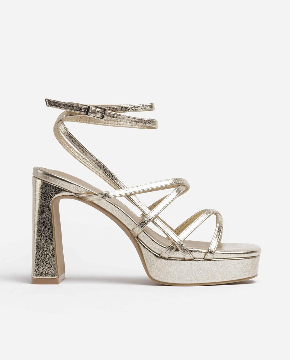 Mim Shoes Sandalias Con Tacon Doradas Sandalias Tacones Talla