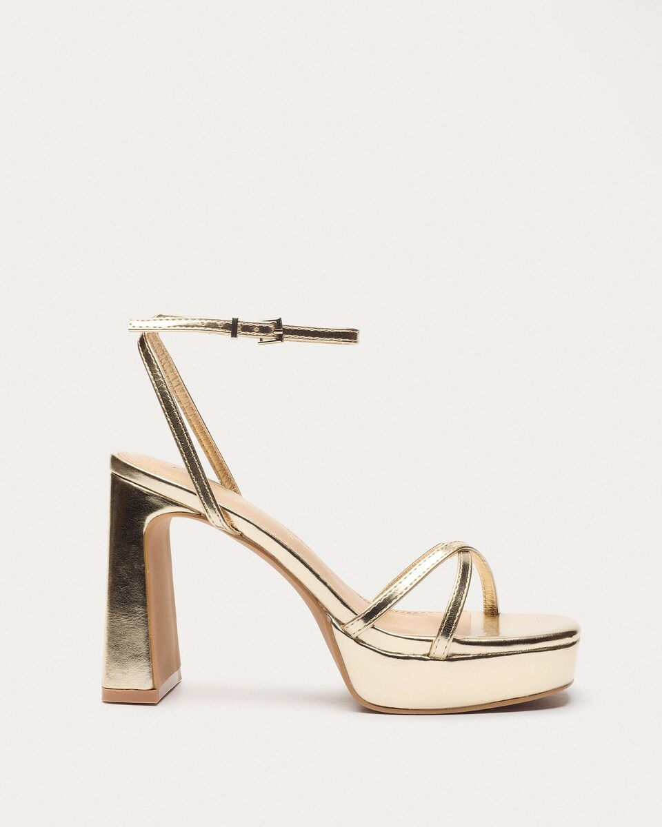 Sandalias de tacón de mujer con plataforma y tiras cruzadas · Mim