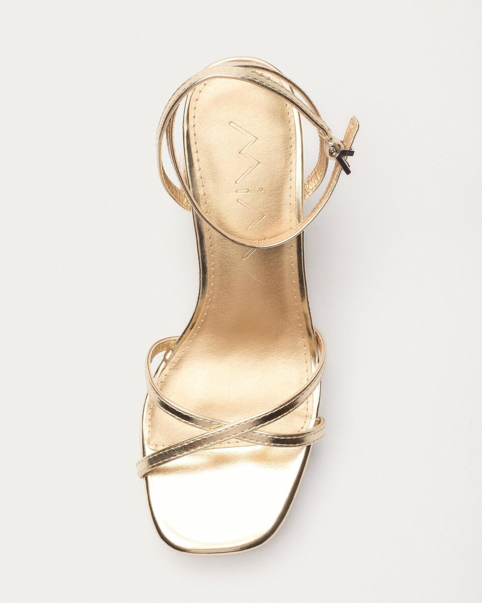 Mim Shoes Sandalias Tacon Color Oro Sandalias De Tacón De Mujer