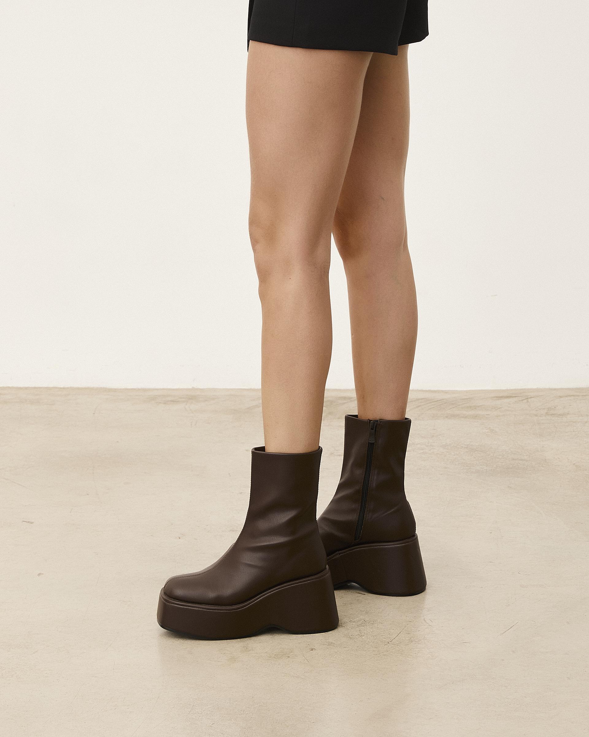 Botas de mujer de plataforma de caña baja - Mim - Choco Choco-2