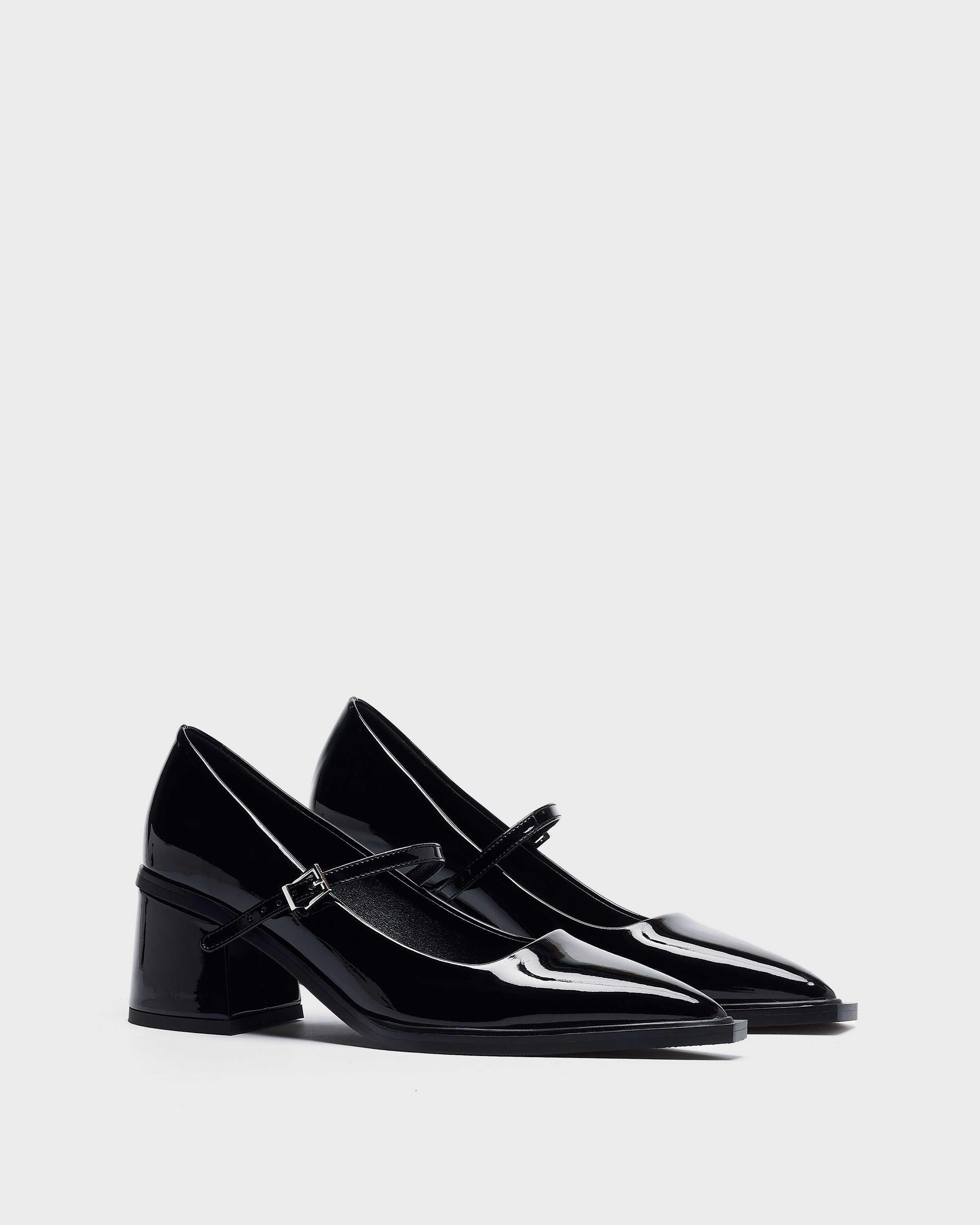Zapatos de salón de mujer con tira en empeine con hebilla - Mim - Negro Negro-2