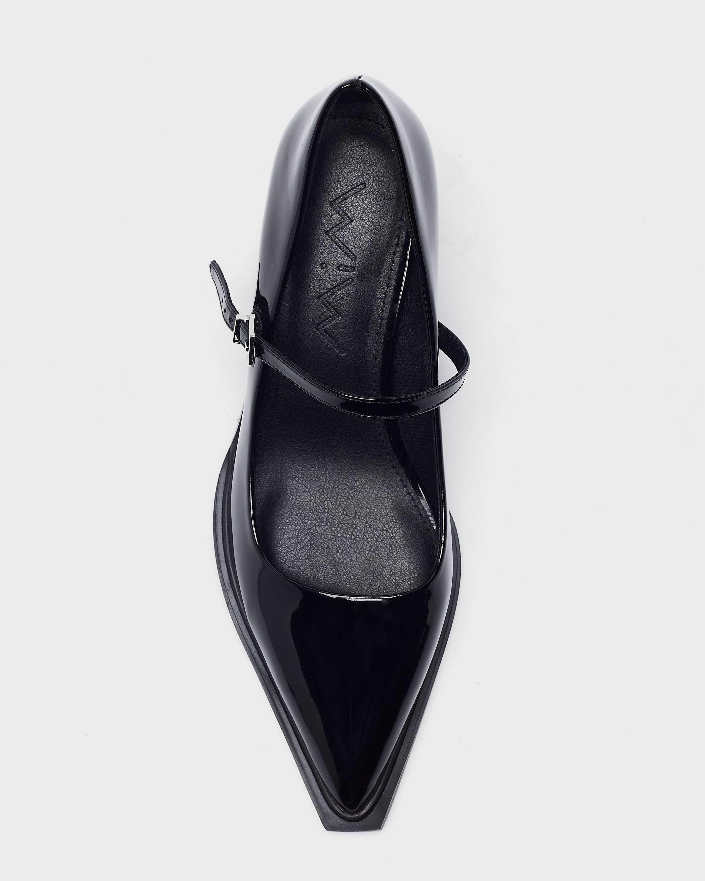 Zapatos de salón de mujer con tira en empeine con hebilla - Mim - Negro Negro-3