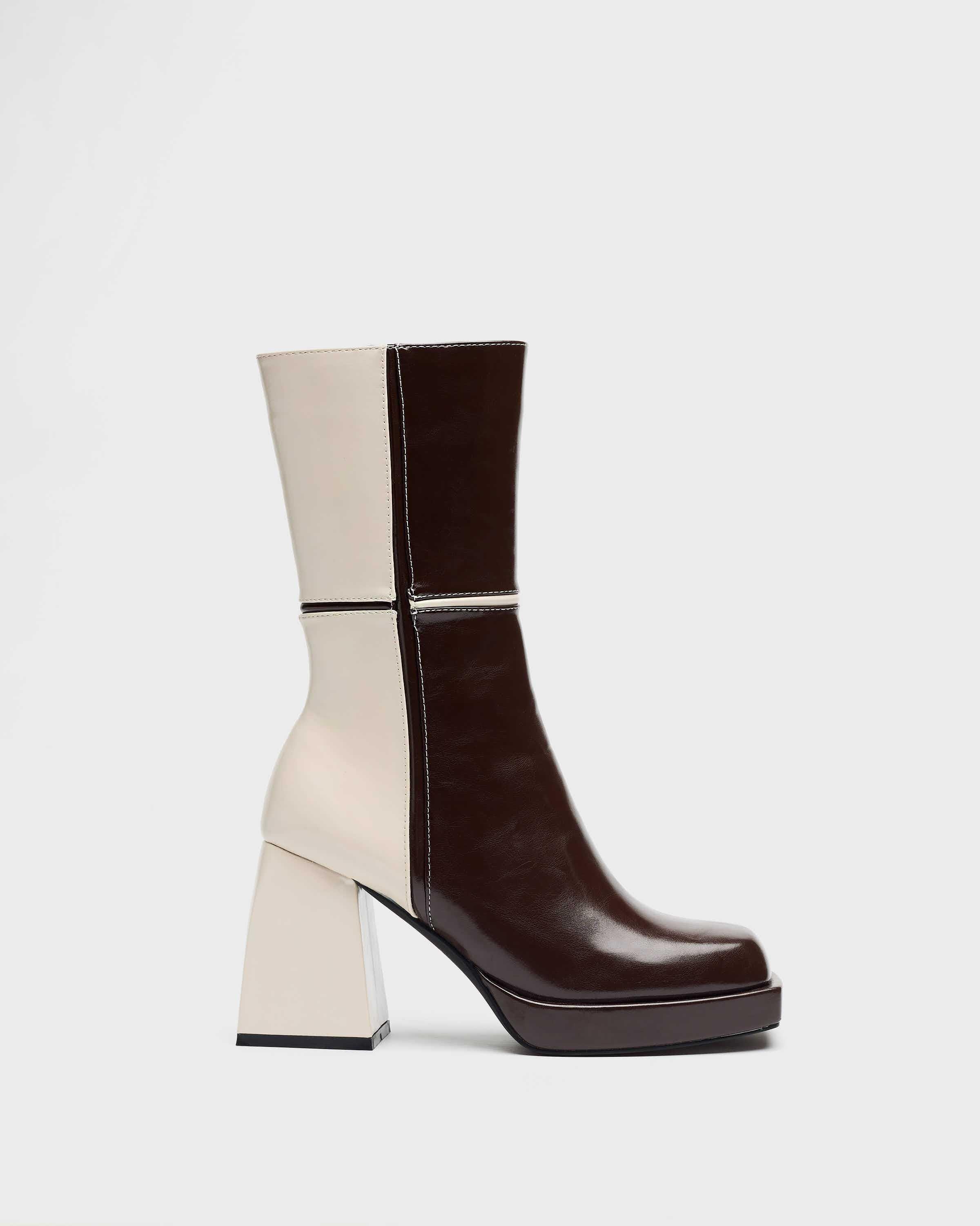 Mim - Botas de mujer con tacón de bloque y caña media.