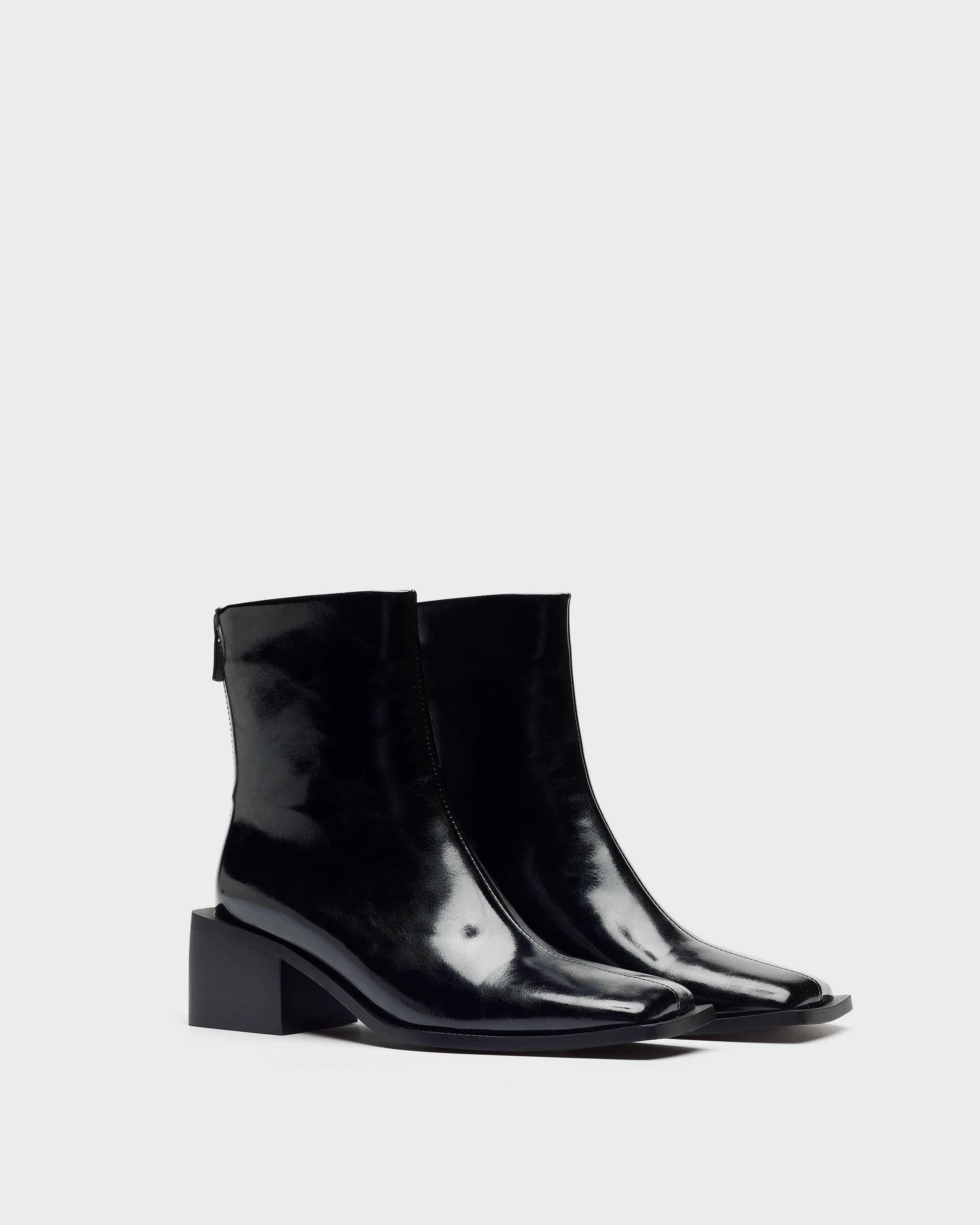 Imagen 2 de Botines de mujer de caña baja con punta cuadrada - Mim - Negro Negro