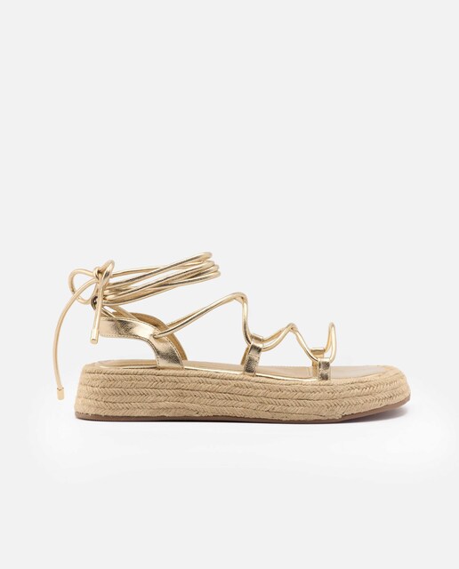 Imagen 0 de Sandalias de plataforma de mujer con tiras tubulares doradas
