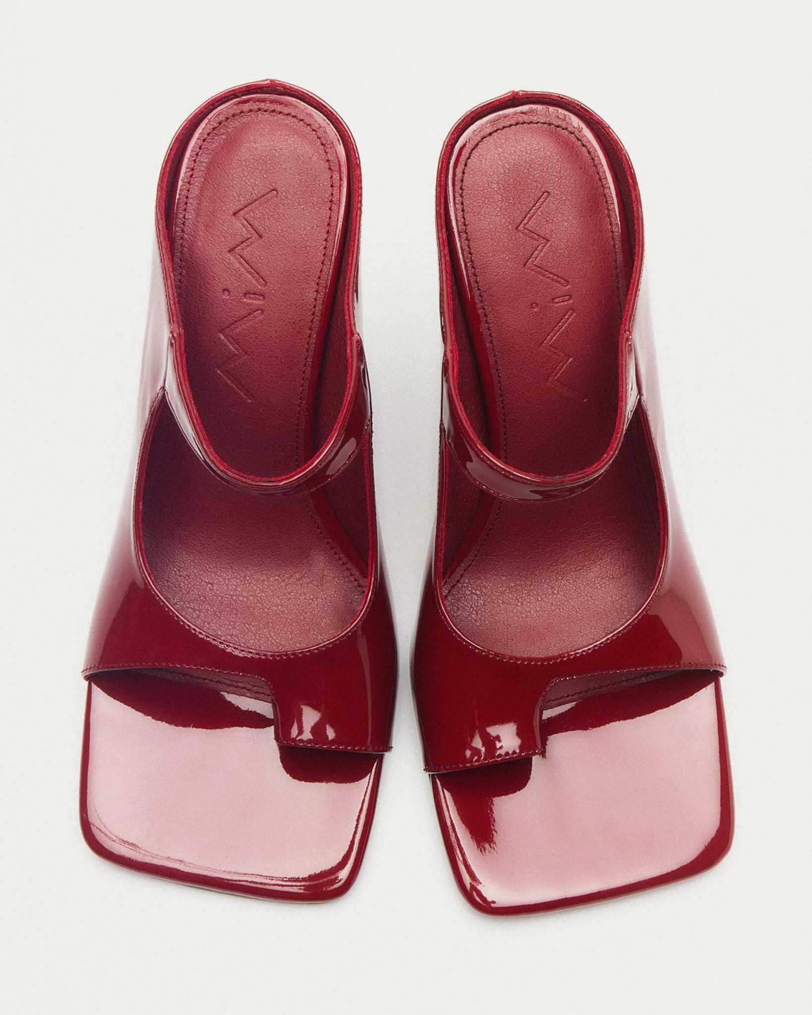 Sandalias de mujer destalonadas y con sujección en el pulgar - Mim - Rojo Rojo-3