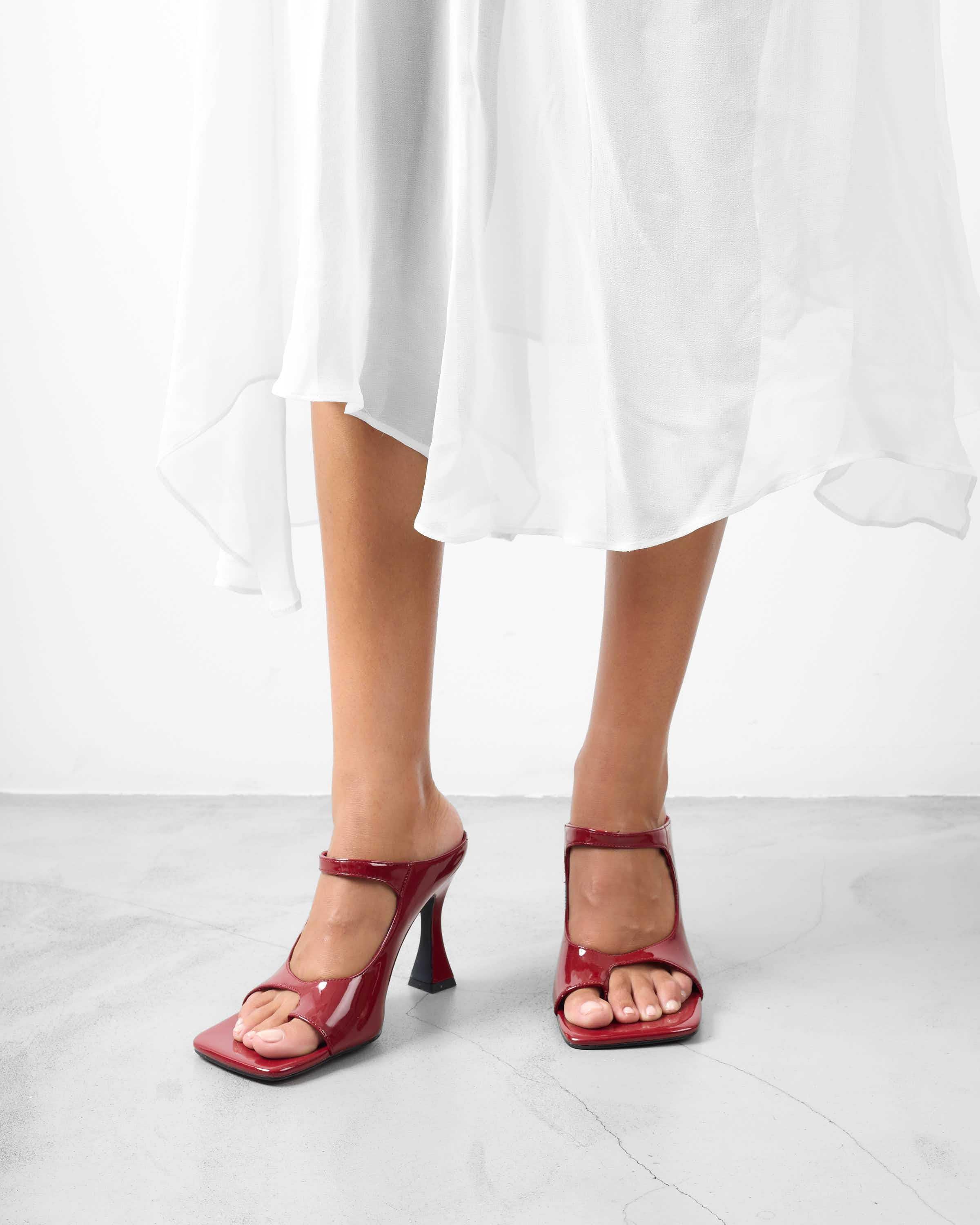 Sandalias de mujer destalonadas y con sujección en el pulgar - Mim - Rojo Rojo-4