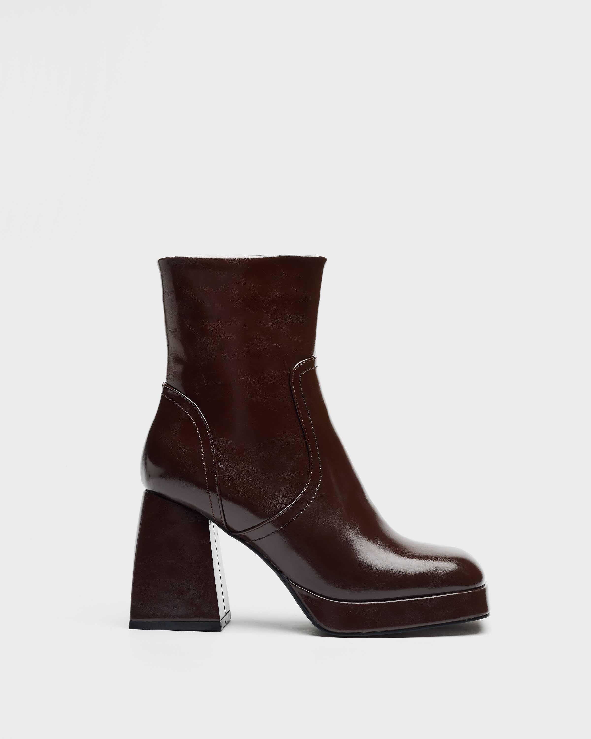 Mim - Botas de tacón de mujer de caña baja con plataforma.