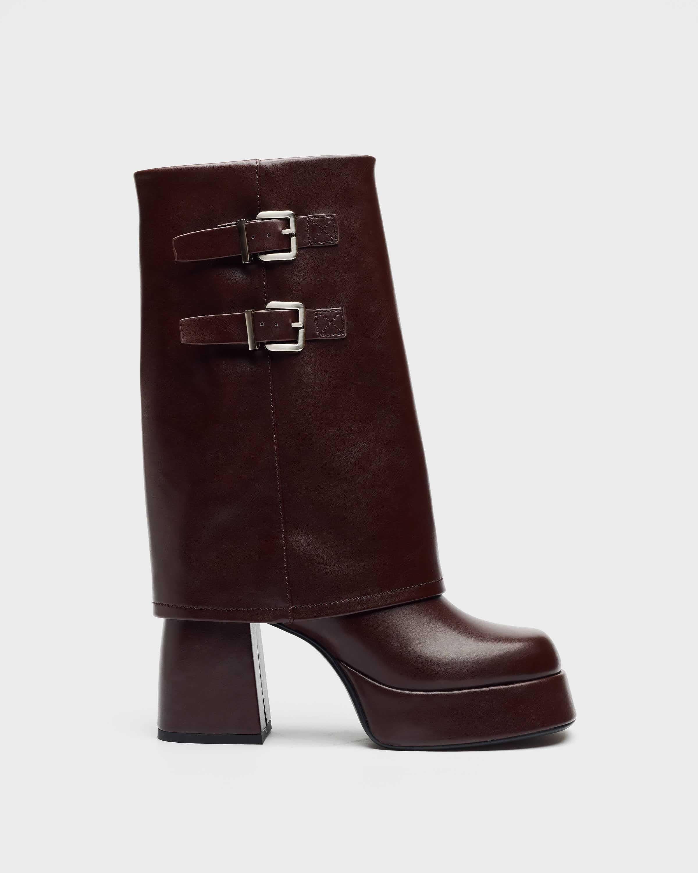 Mim - Botas de tacón de mujer con plataforma efecto doblado.