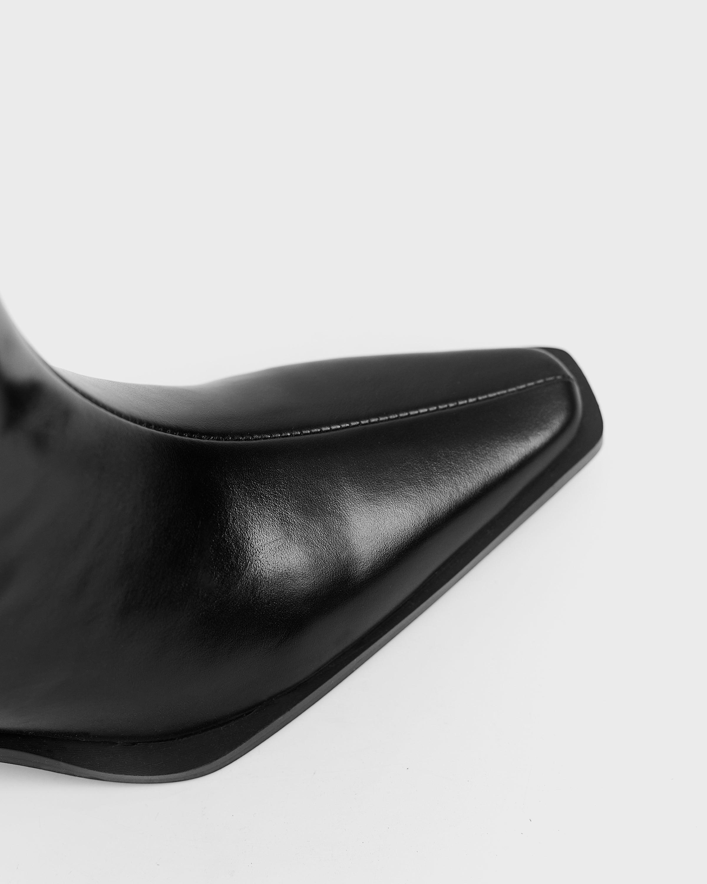 Botas básicas de mujer de piel con caña alta y tacón - Mim - Negro Negro-4