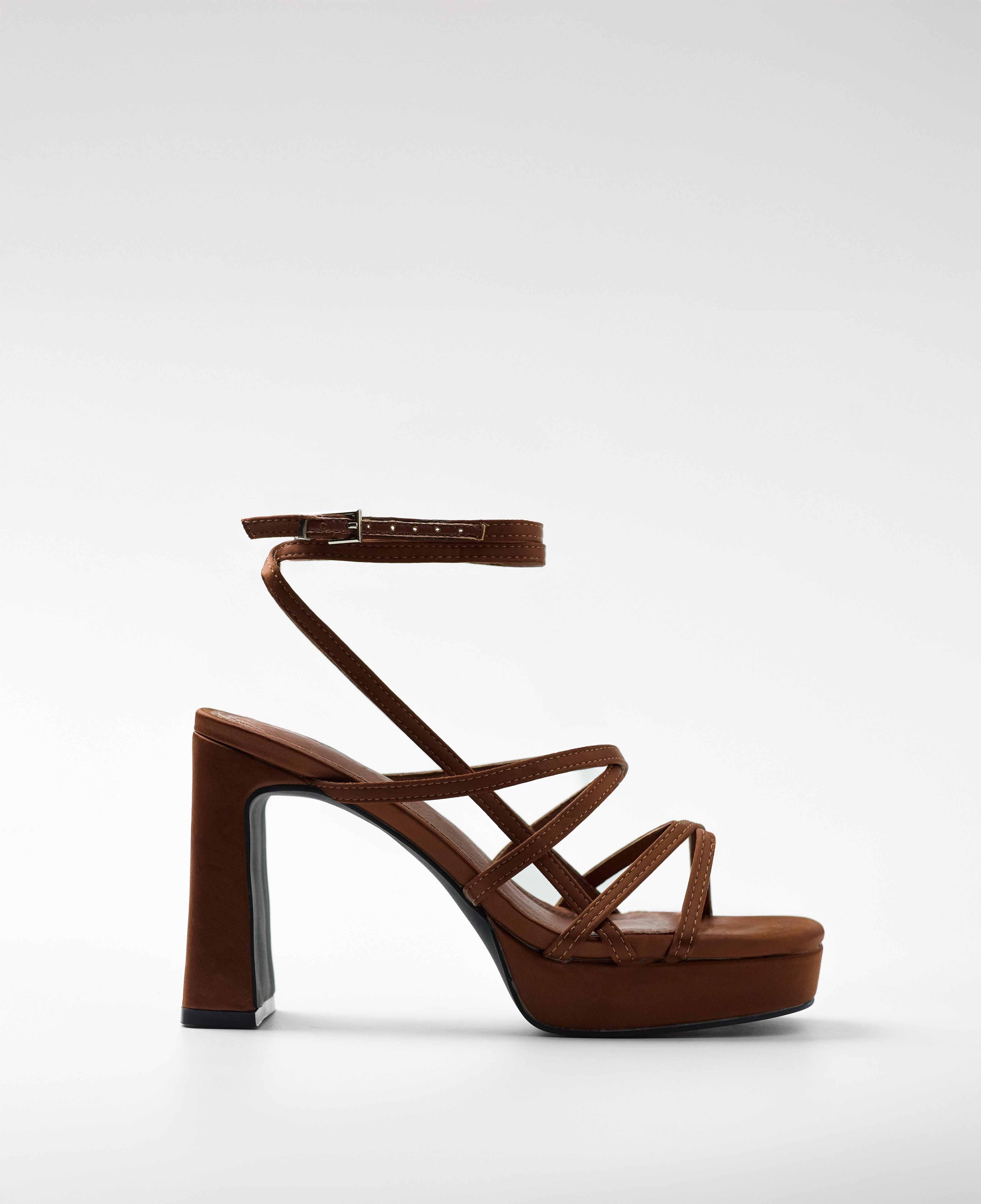 Sandalias de tacón de mujer con plataforma en color metalizado - Mim - Marrón Marrón-1