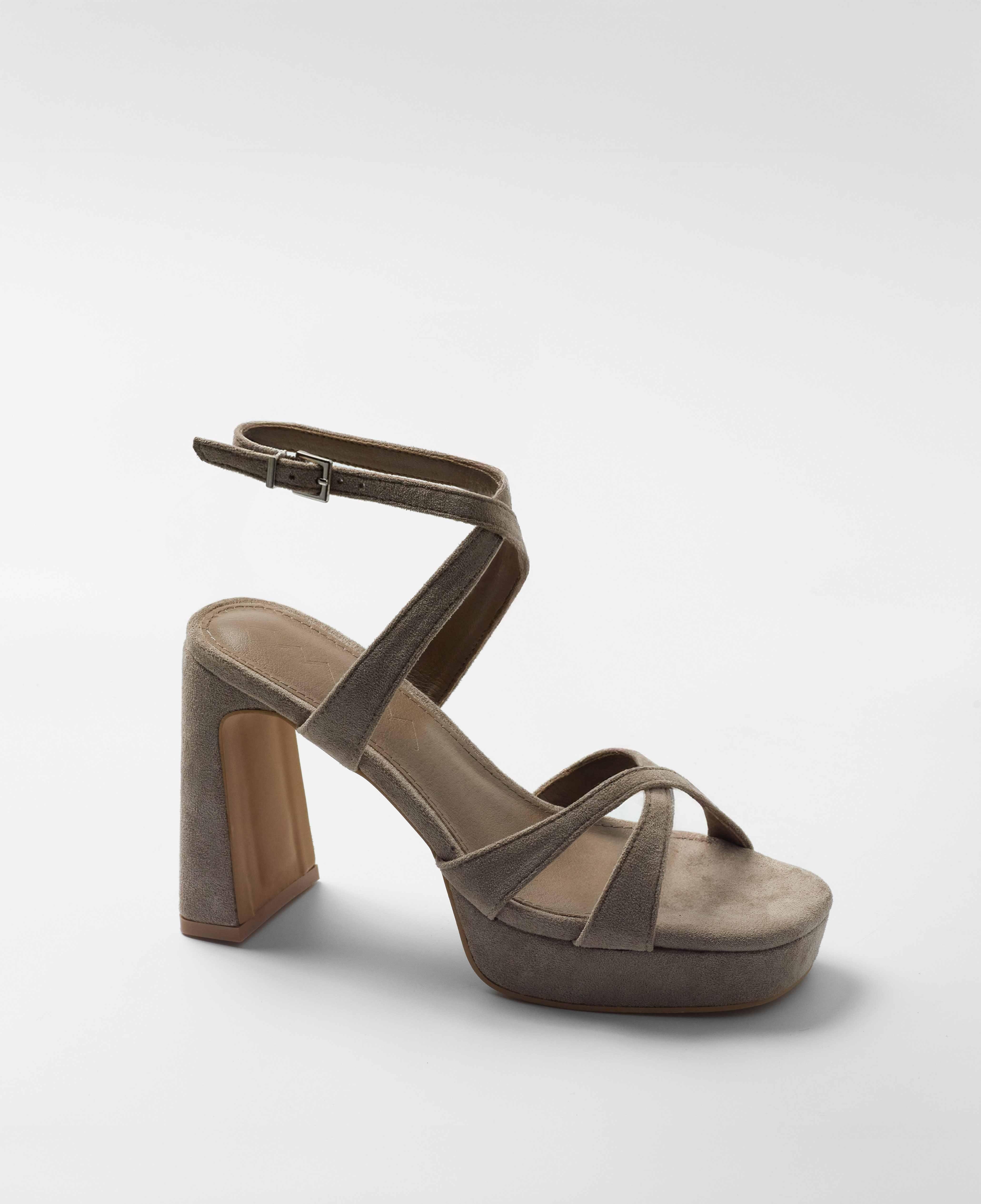 Sandalias de tacón de mujer con plataforma en color - Mim - Topo Topo-2
