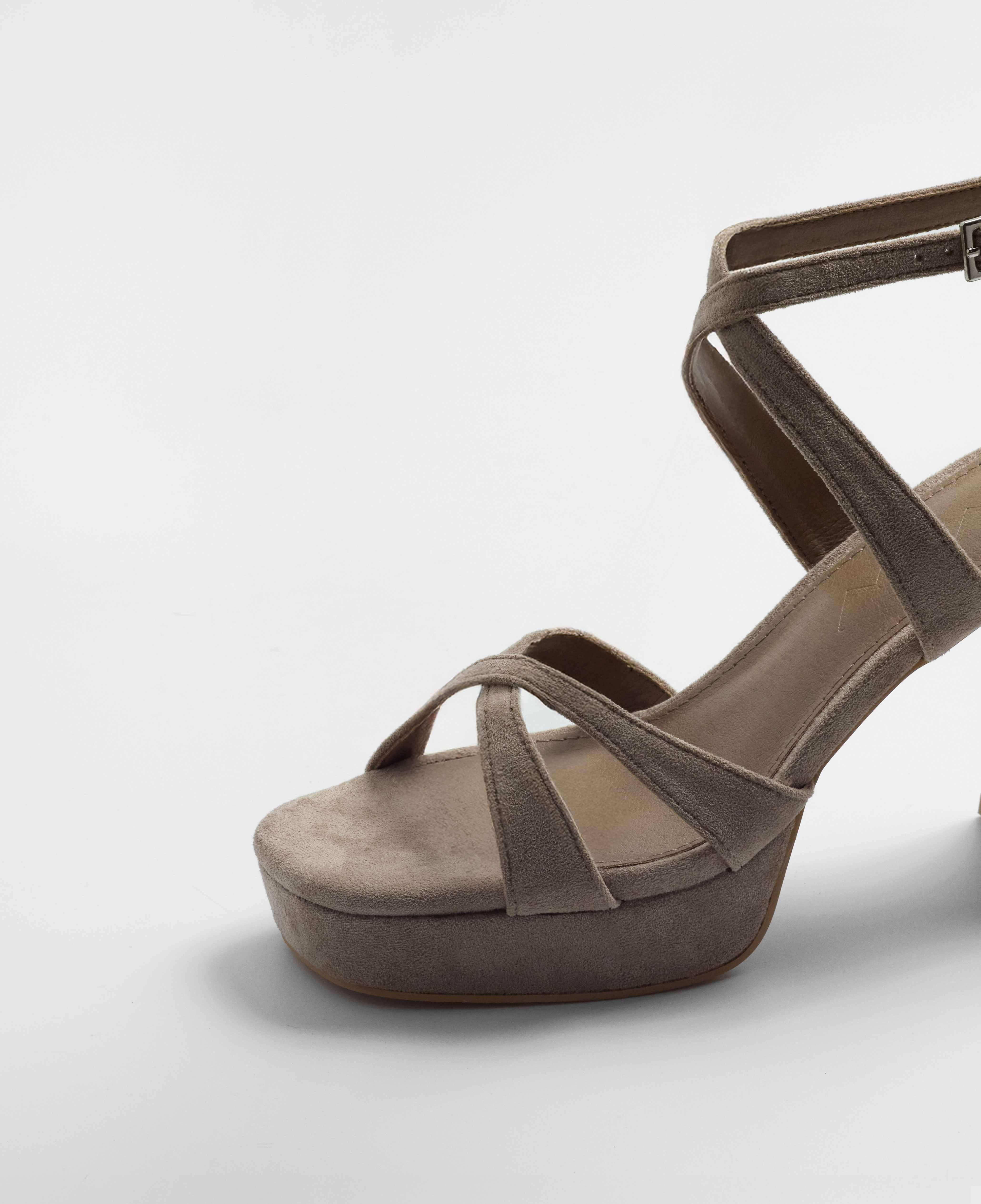 Sandalias de tacón de mujer con plataforma en color - Mim - Topo Topo-4