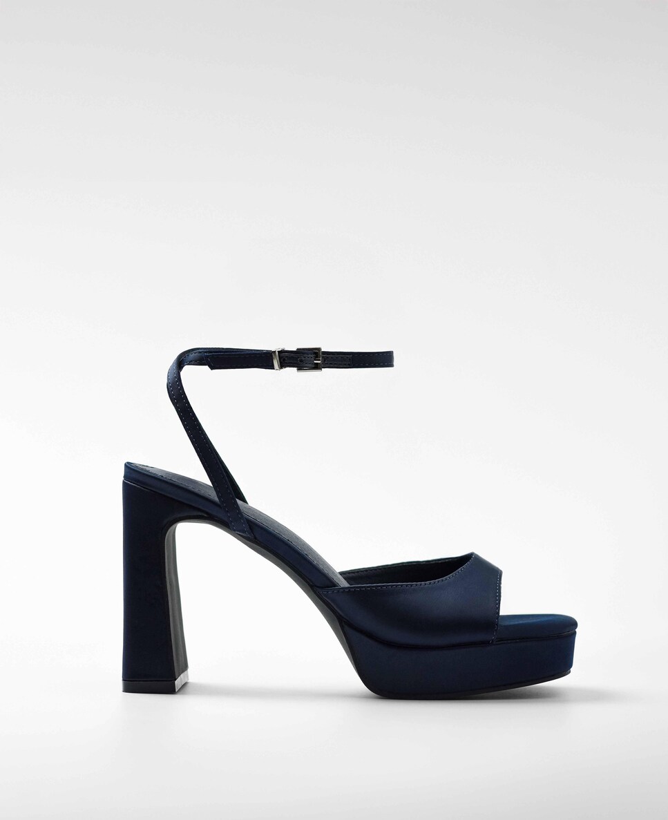 Sandalias de tacón de mujer con plataforma en color azul marino