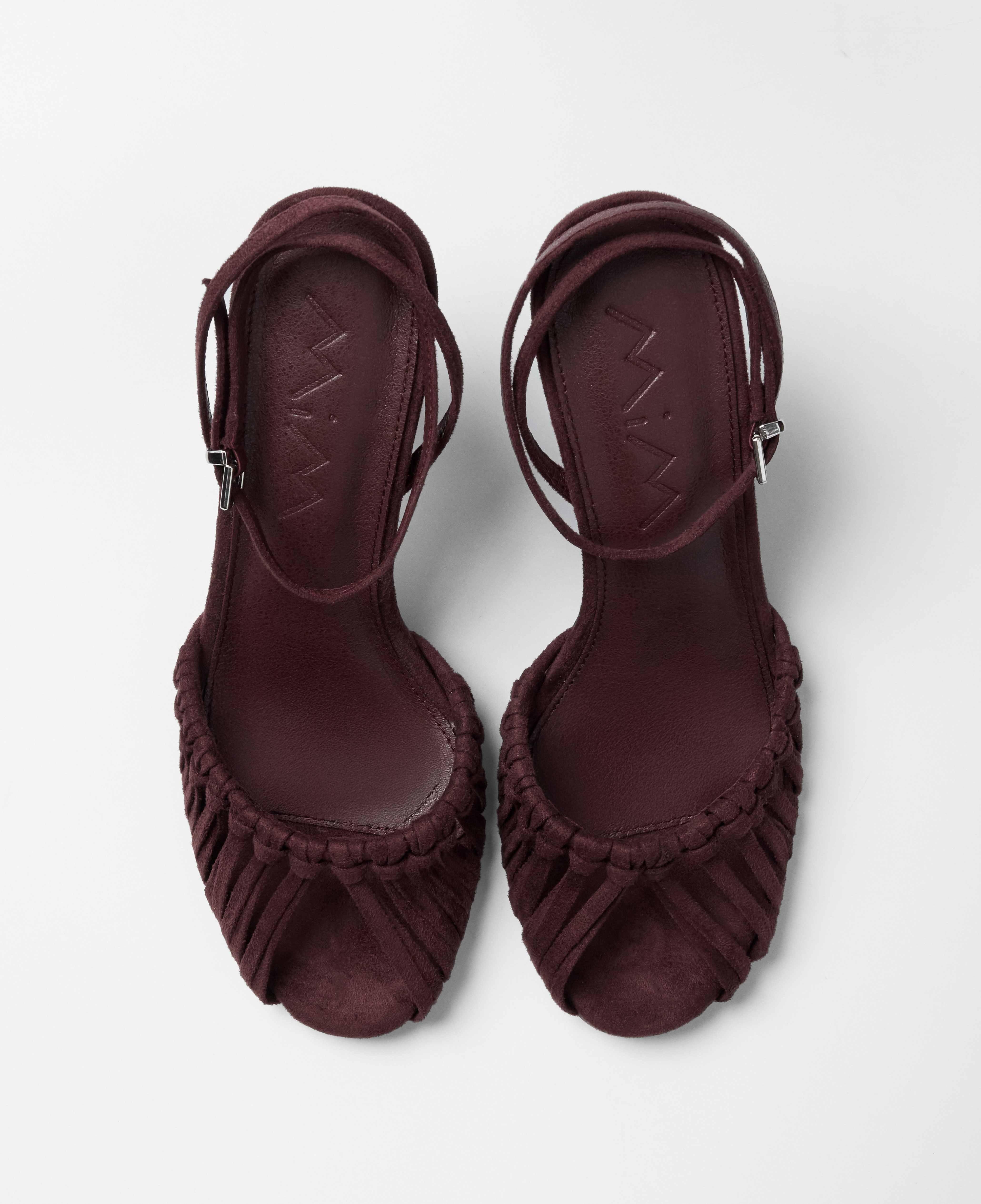 Sandalias de tacón de mujer con detalle de nudos y puntera redondeada - Mim - Burdeos Burdeos-4